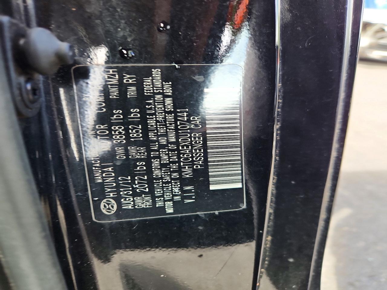 2013 Hyundai Veloster Turbo Black vin: KMHTC6AEXDU107441