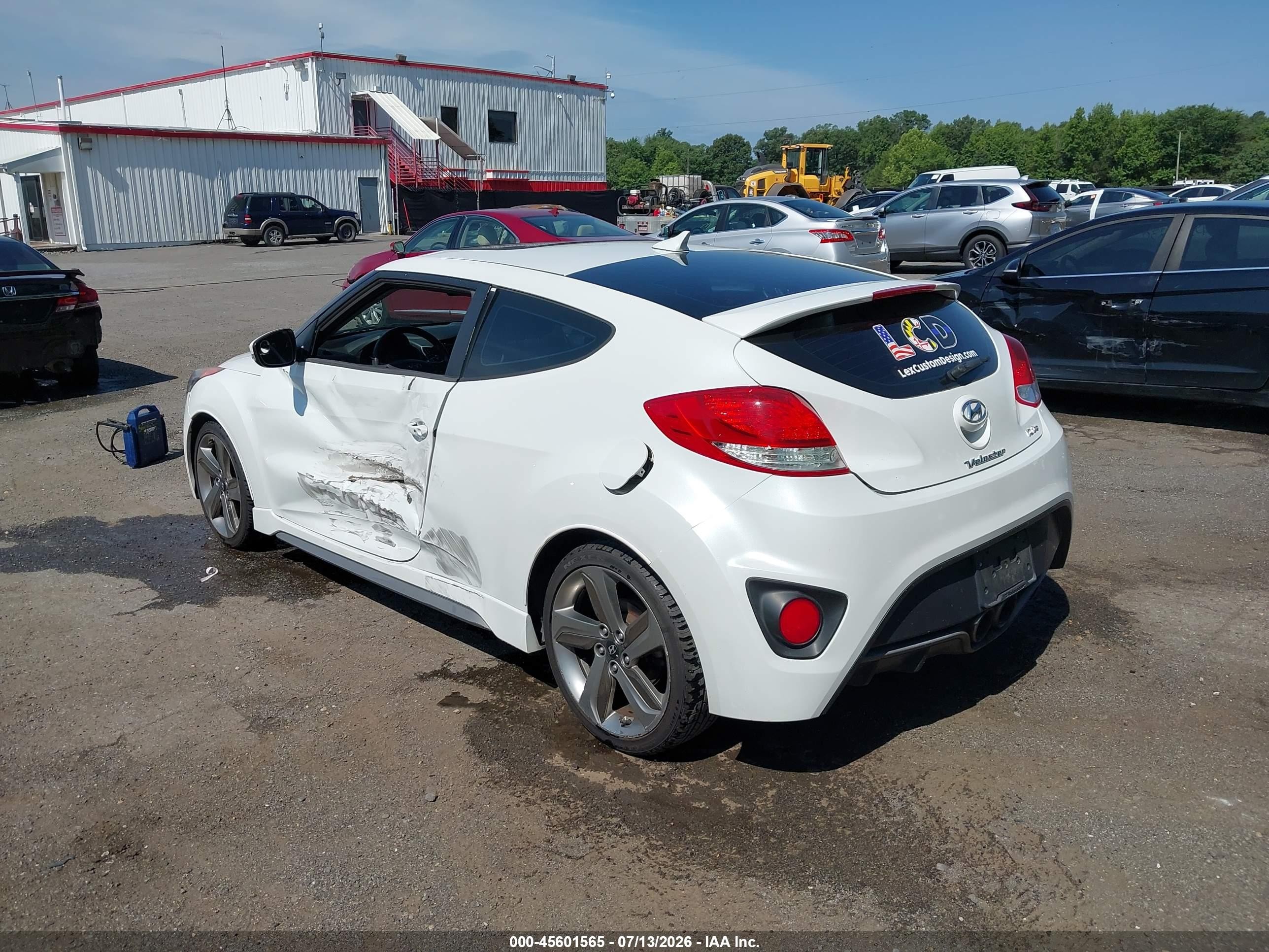 2013 Hyundai Veloster Turbo W/blue White vin: KMHTC6AEXDU136129