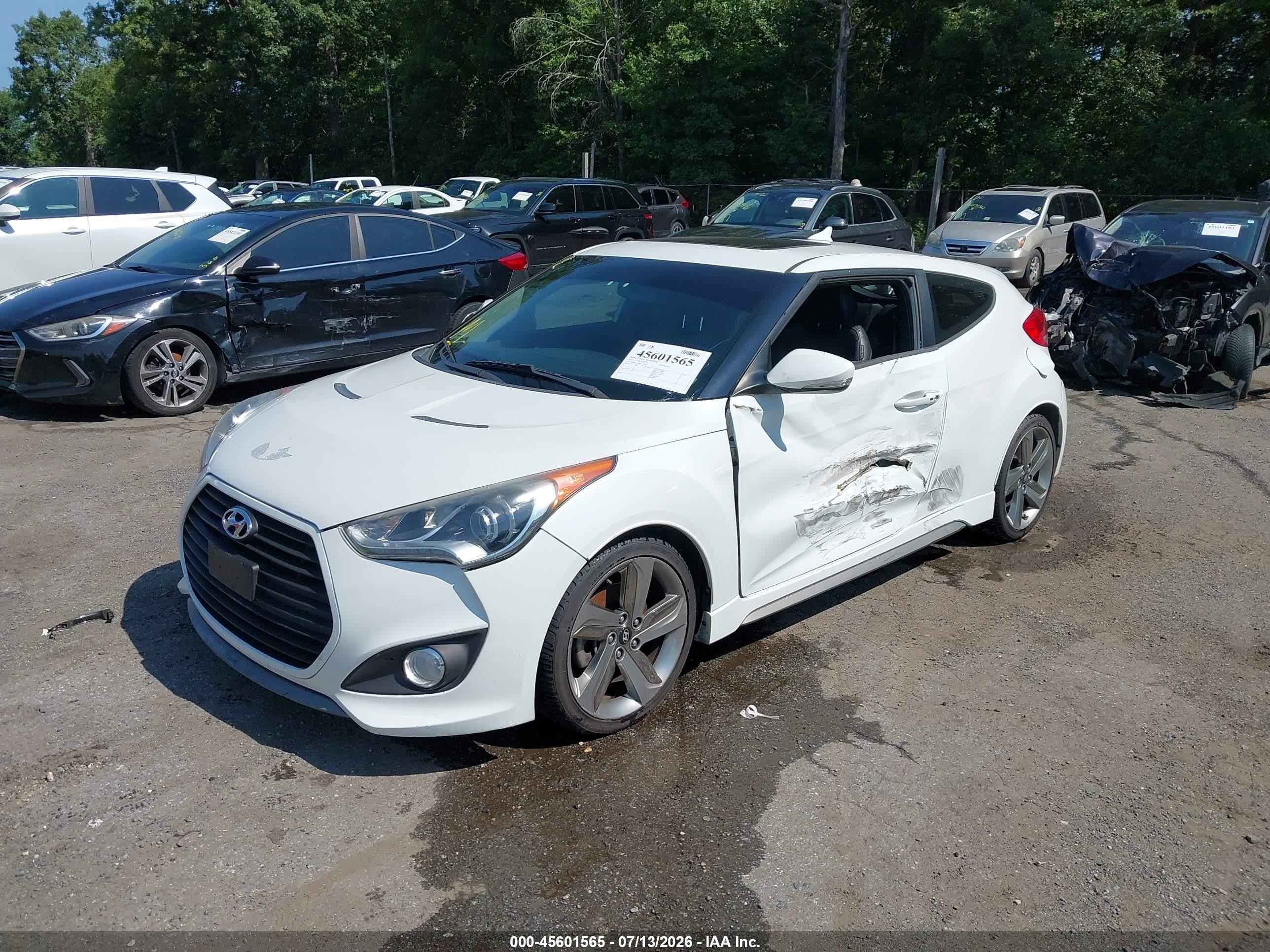 2013 Hyundai Veloster Turbo W/blue White vin: KMHTC6AEXDU136129