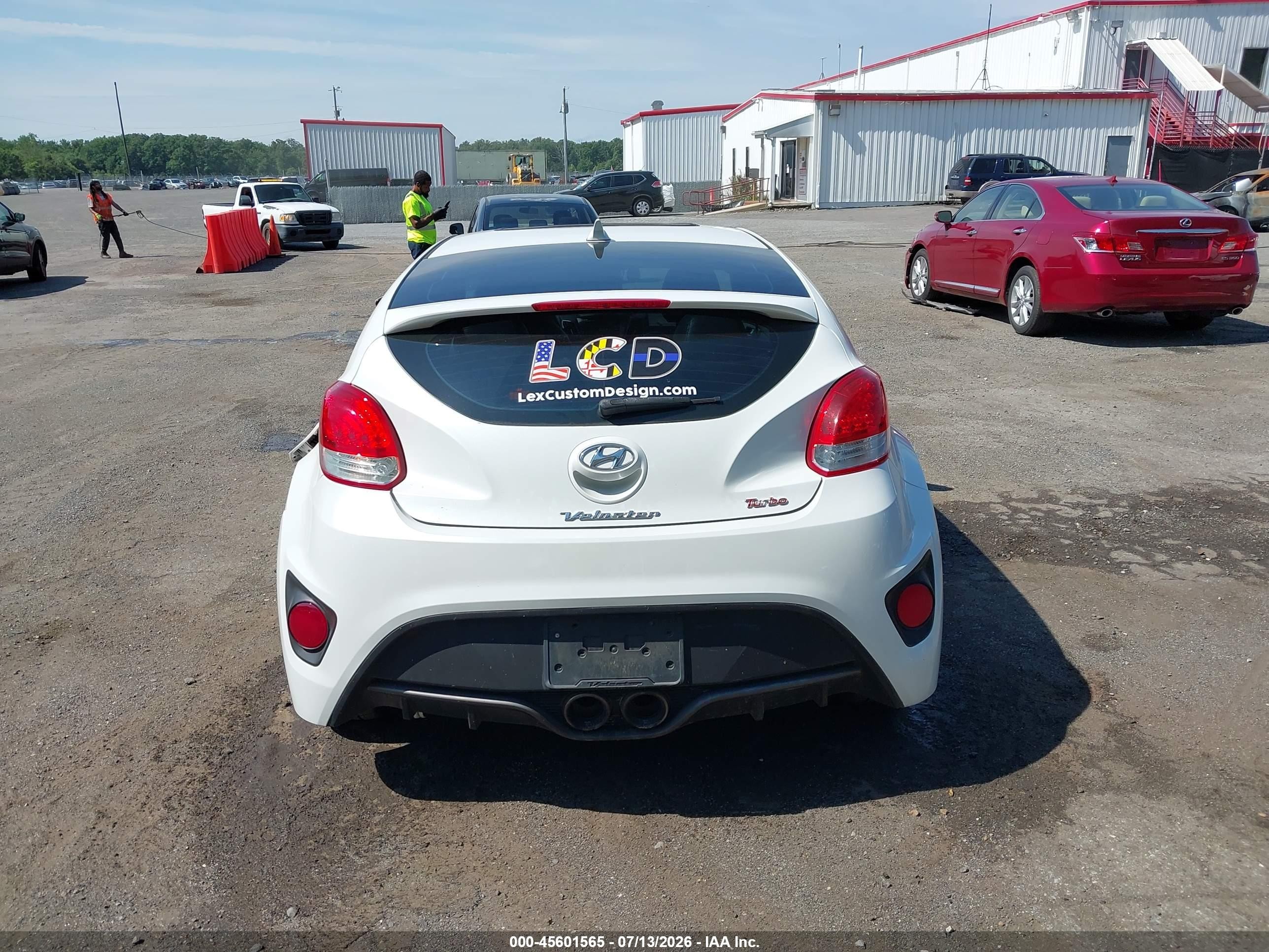2013 Hyundai Veloster Turbo W/blue White vin: KMHTC6AEXDU136129