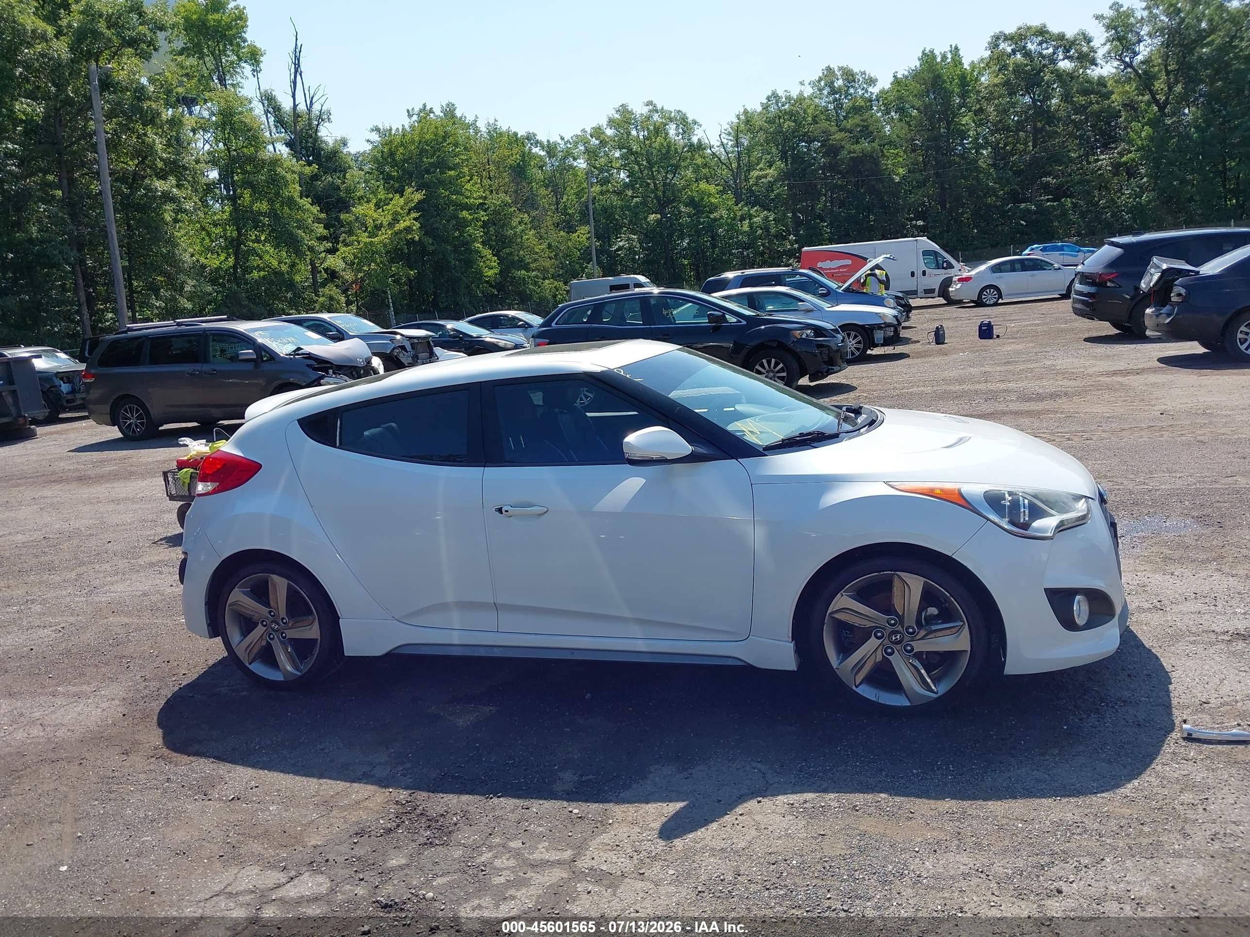 2013 Hyundai Veloster Turbo W/blue White vin: KMHTC6AEXDU136129