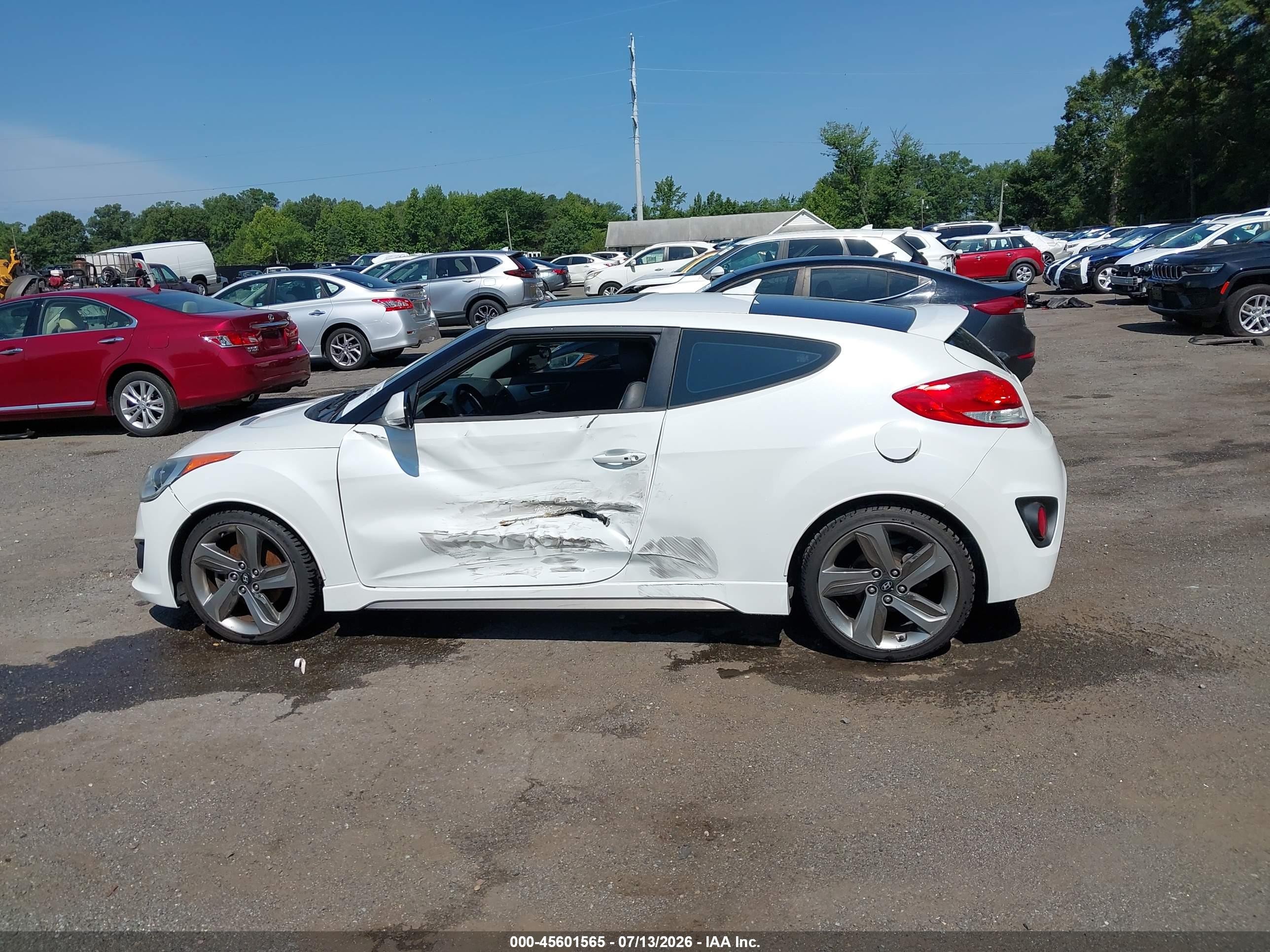 2013 Hyundai Veloster Turbo W/blue White vin: KMHTC6AEXDU136129