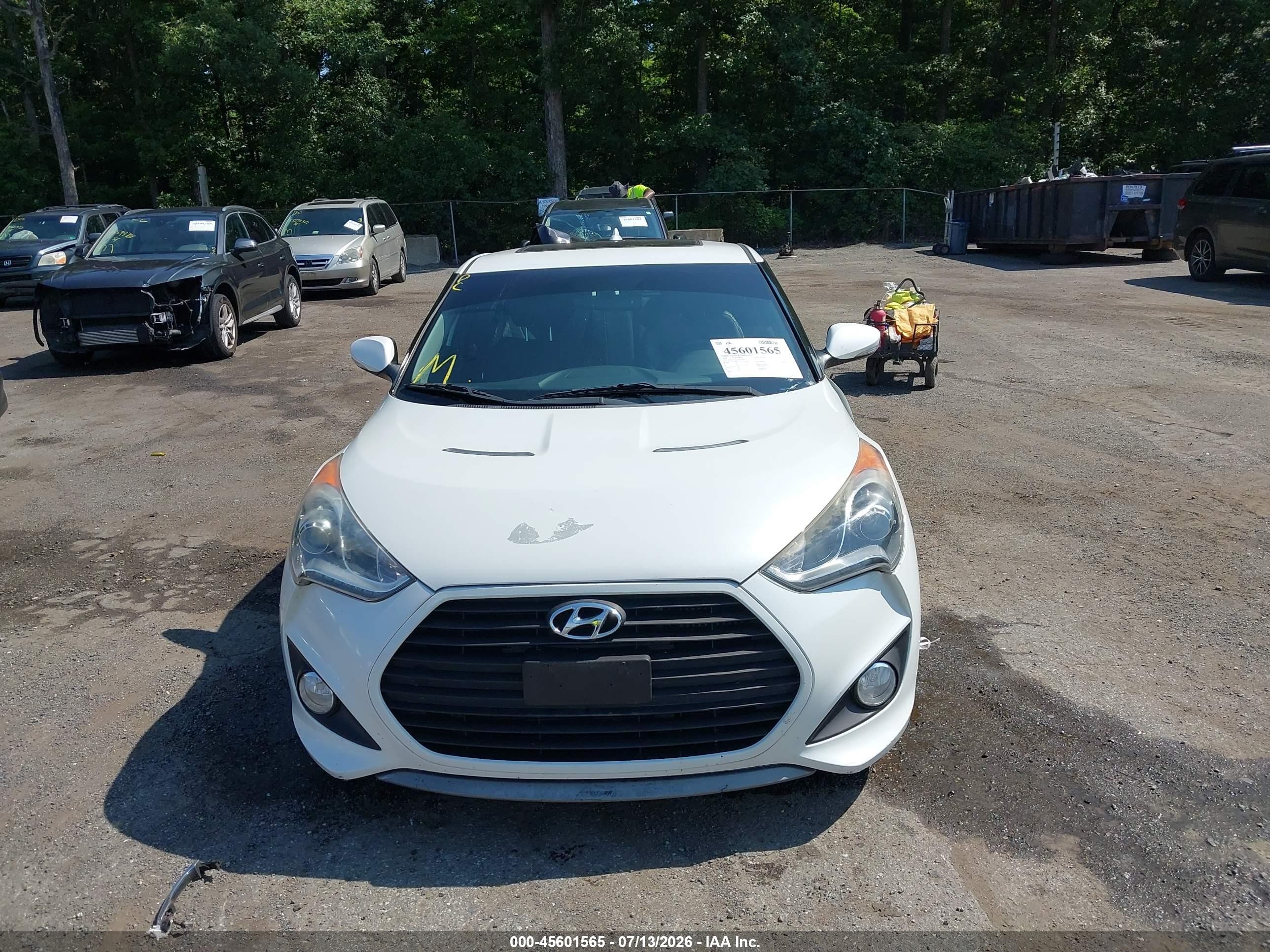 2013 Hyundai Veloster Turbo W/blue White vin: KMHTC6AEXDU136129