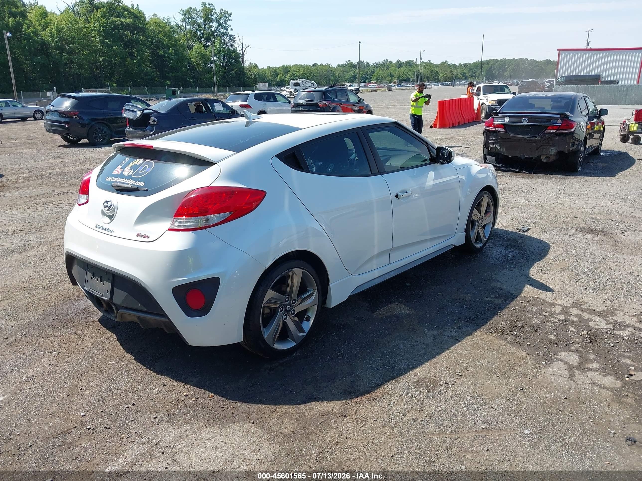 2013 Hyundai Veloster Turbo W/blue White vin: KMHTC6AEXDU136129