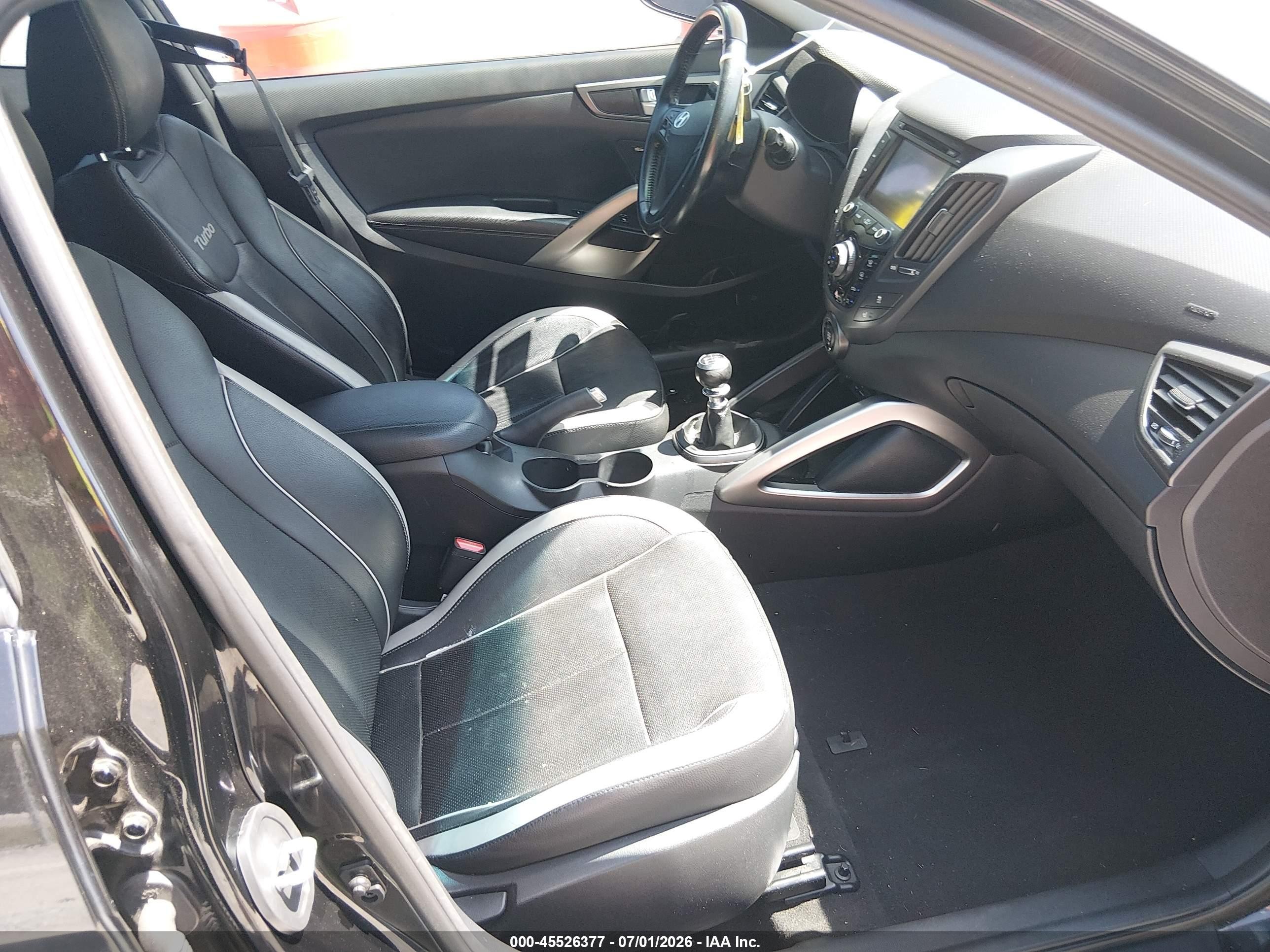 2014 Hyundai Veloster Turbo W/black Black vin: KMHTC6AEXEU191696