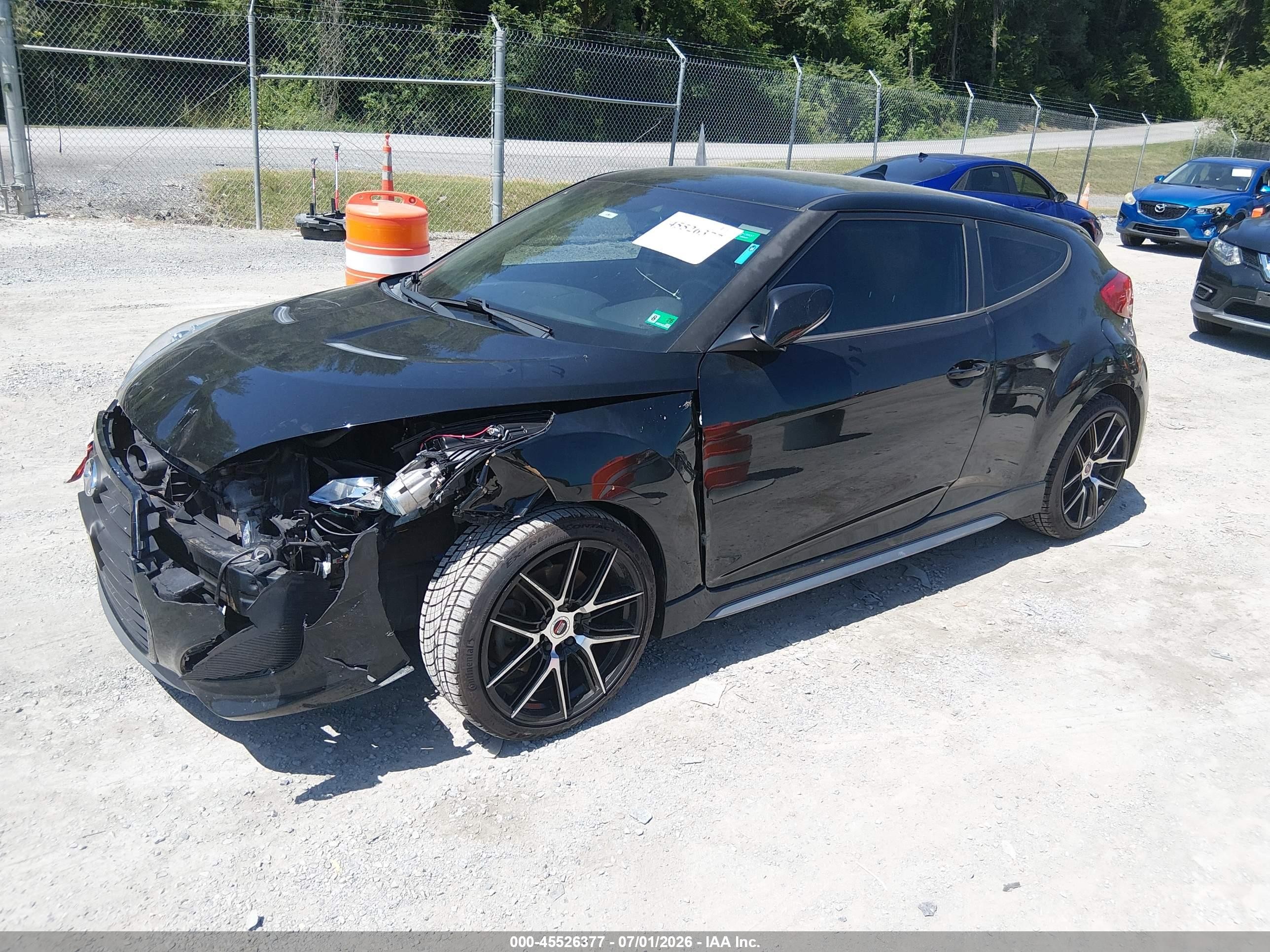 2014 Hyundai Veloster Turbo W/black Black vin: KMHTC6AEXEU191696