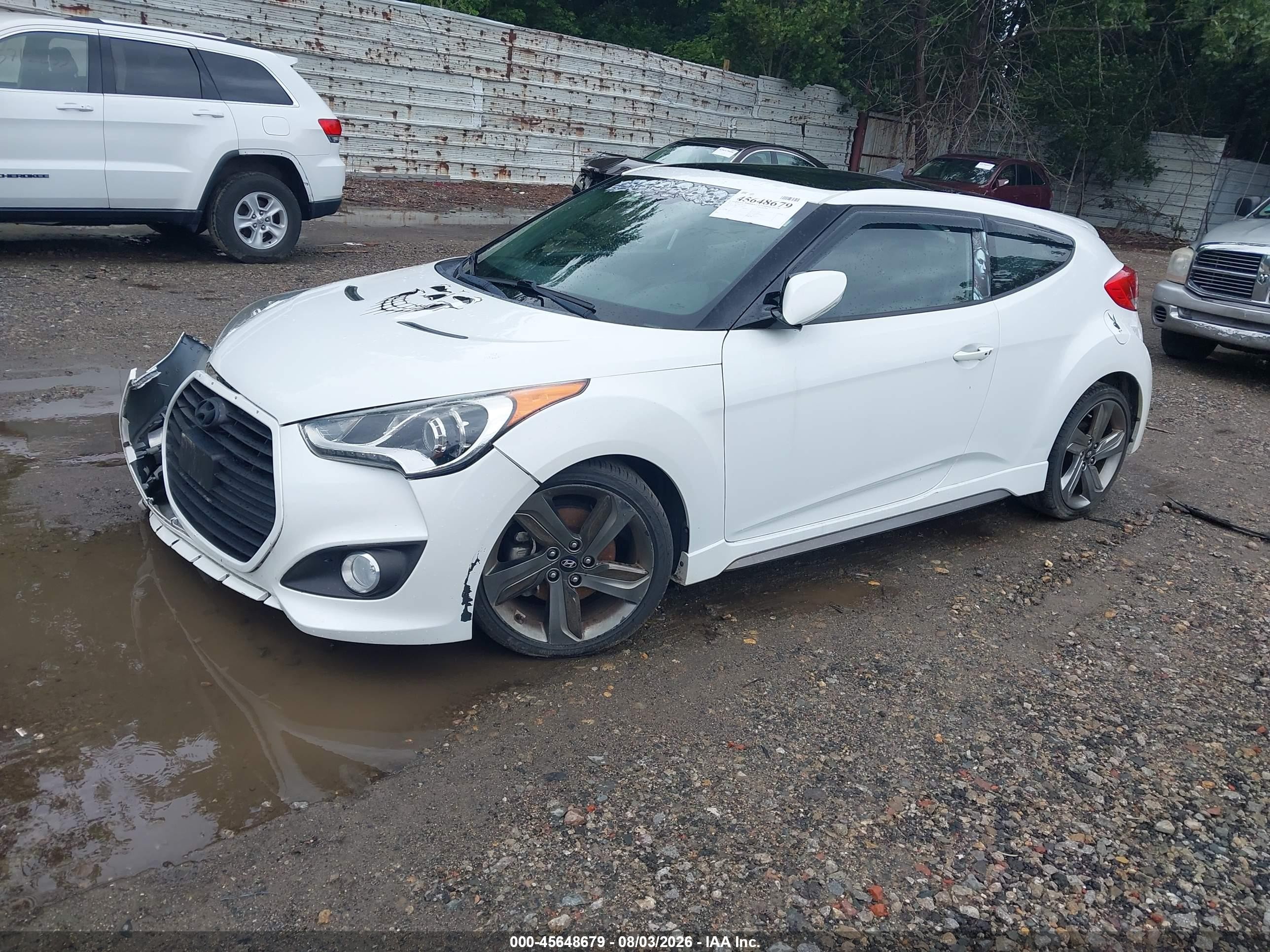 2014 Hyundai Veloster Turbo W/blue White vin: KMHTC6AEXEU207217