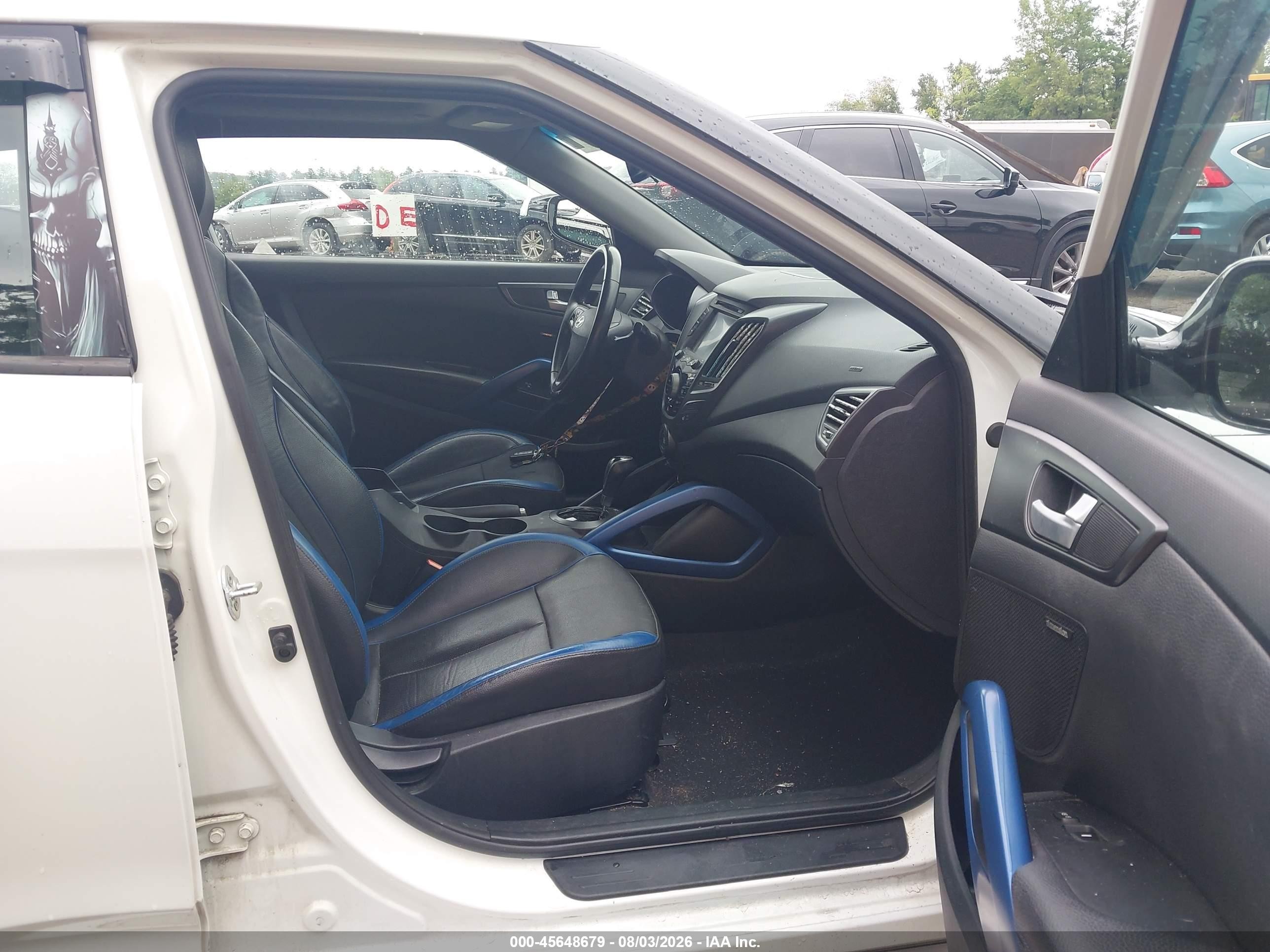 2014 Hyundai Veloster Turbo W/blue White vin: KMHTC6AEXEU207217