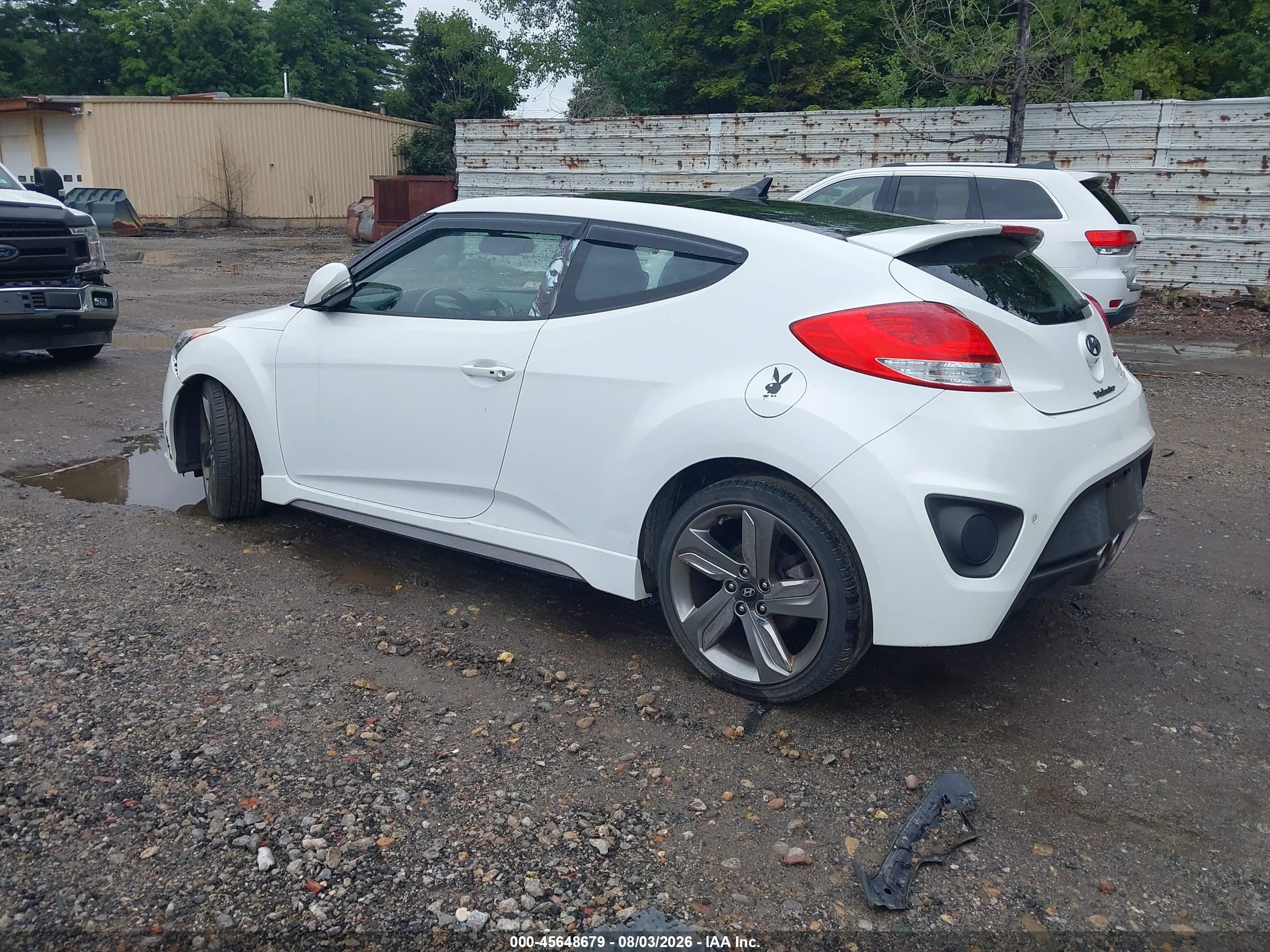 2014 Hyundai Veloster Turbo W/blue White vin: KMHTC6AEXEU207217
