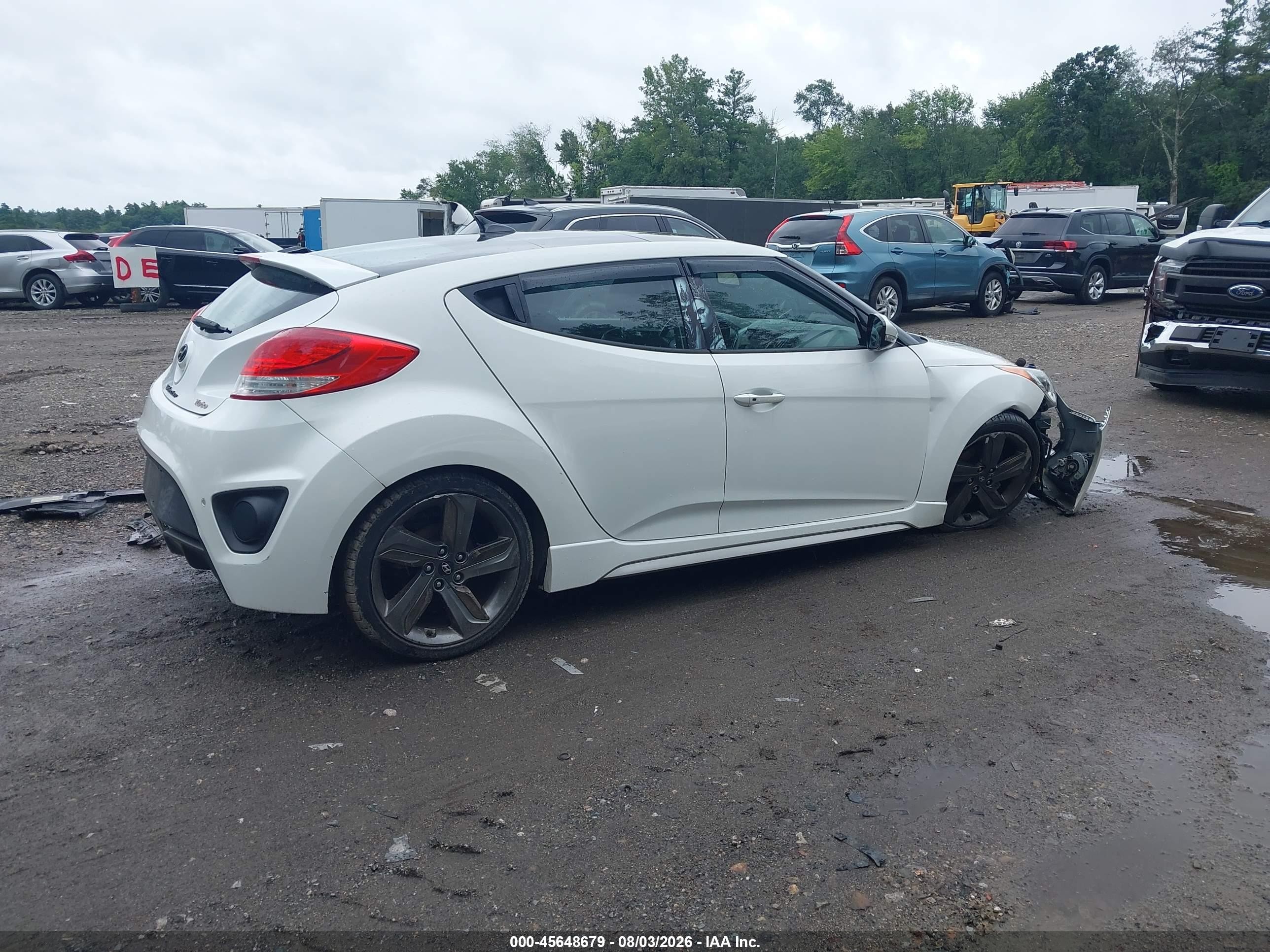2014 Hyundai Veloster Turbo W/blue White vin: KMHTC6AEXEU207217