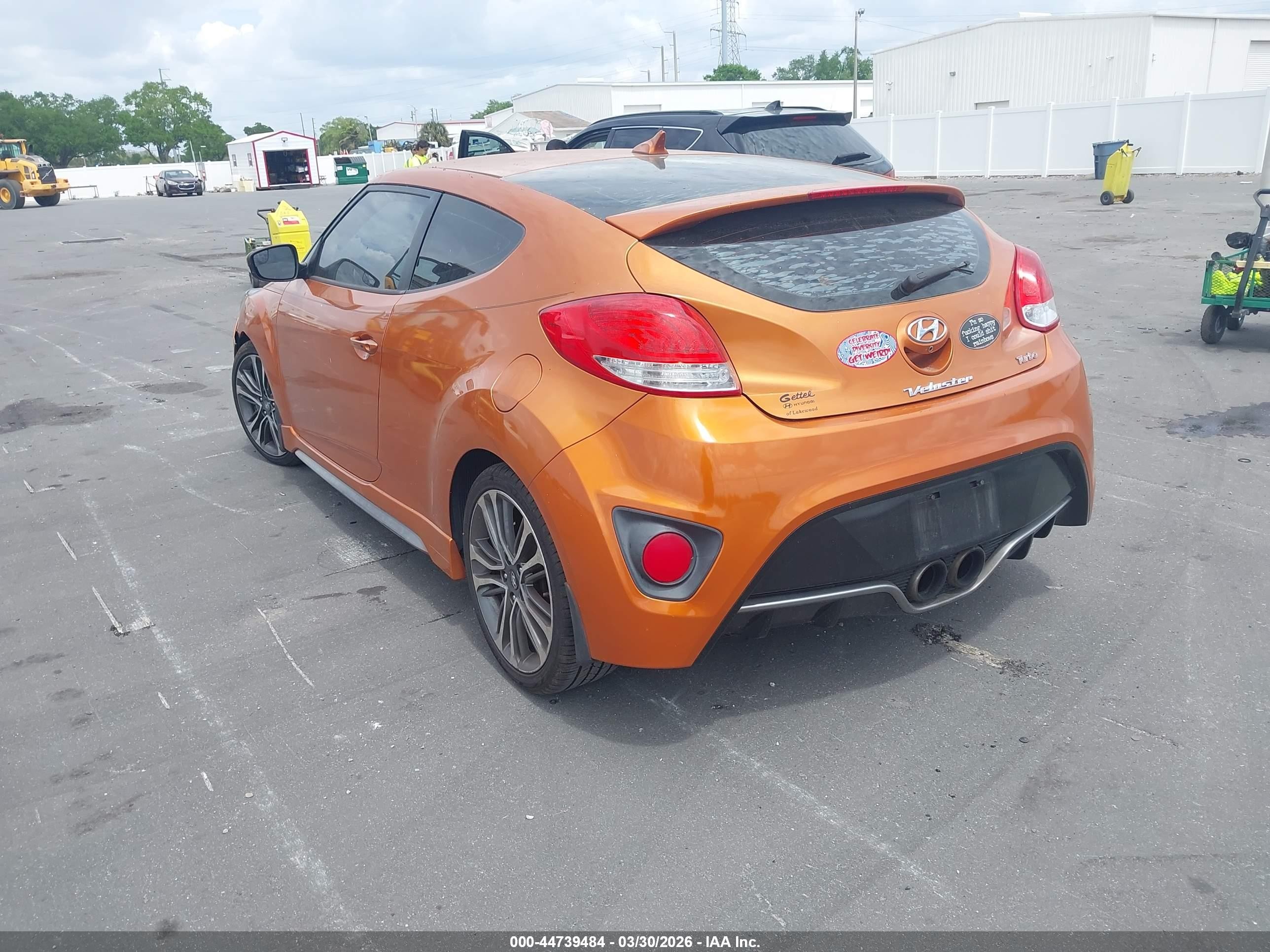 2016 Hyundai Veloster Turbo Orange vin: KMHTC6AEXGU281353
