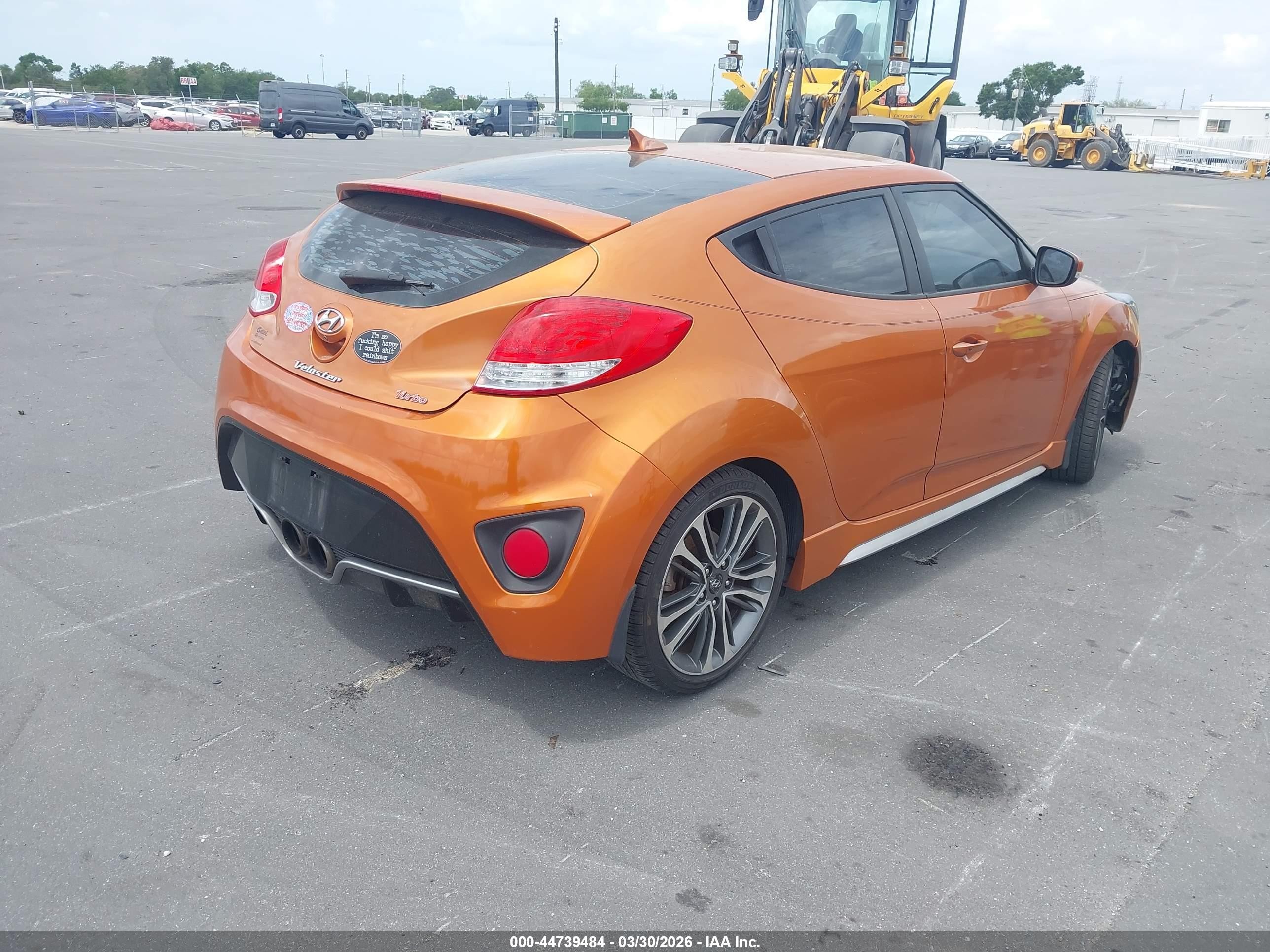 2016 Hyundai Veloster Turbo Orange vin: KMHTC6AEXGU281353