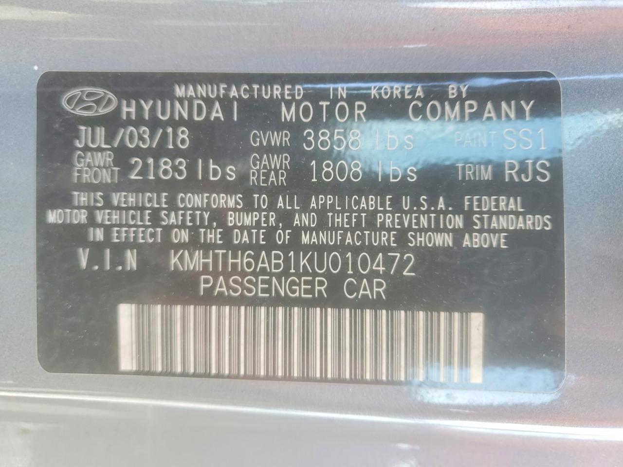 2019 Hyundai Veloster Turbo Ultimate Silver vin: KMHTH6AB1KU010472