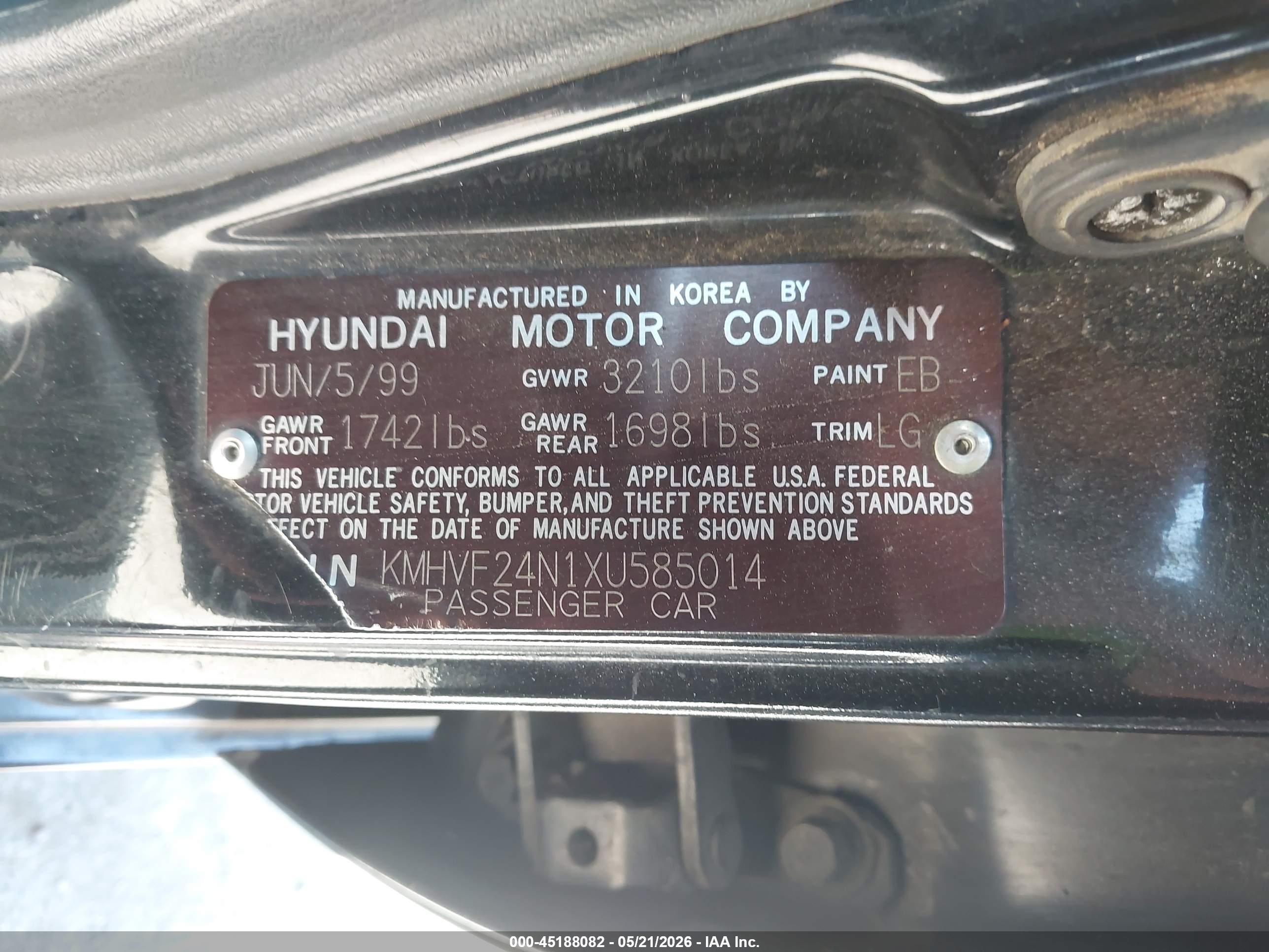 1999 Hyundai Accent Gl Black vin: KMHVF24N1XU585014