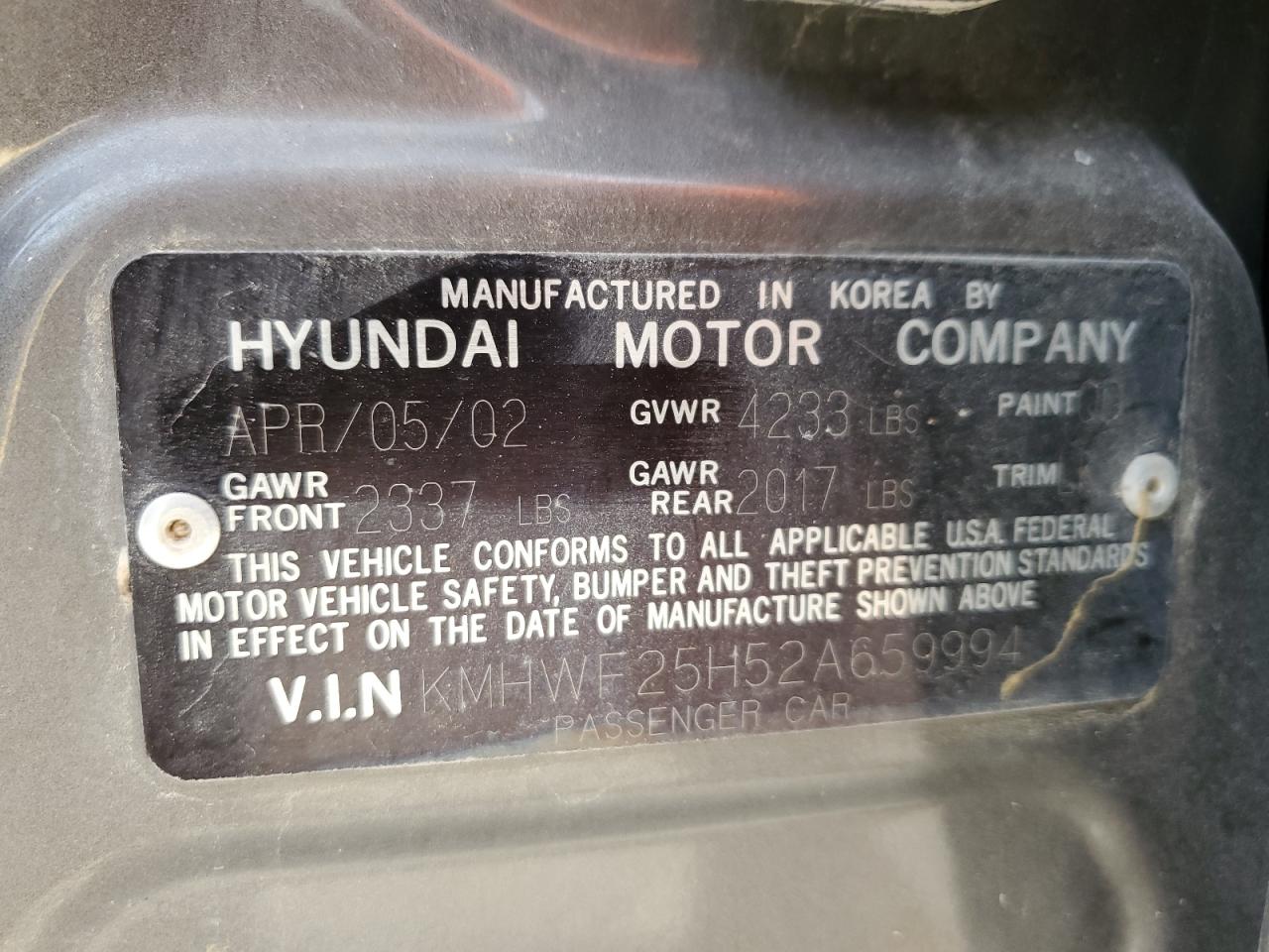 2002 Hyundai Sonata Gl Gray vin: KMHWF25H52A659994
