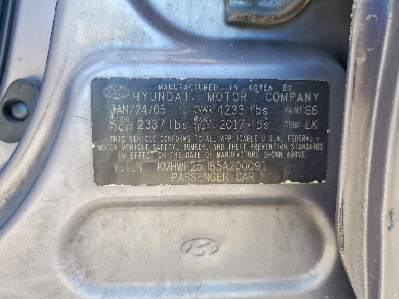 2005 Hyundai Sonata Gl Gray vin: KMHWF25H85A200091