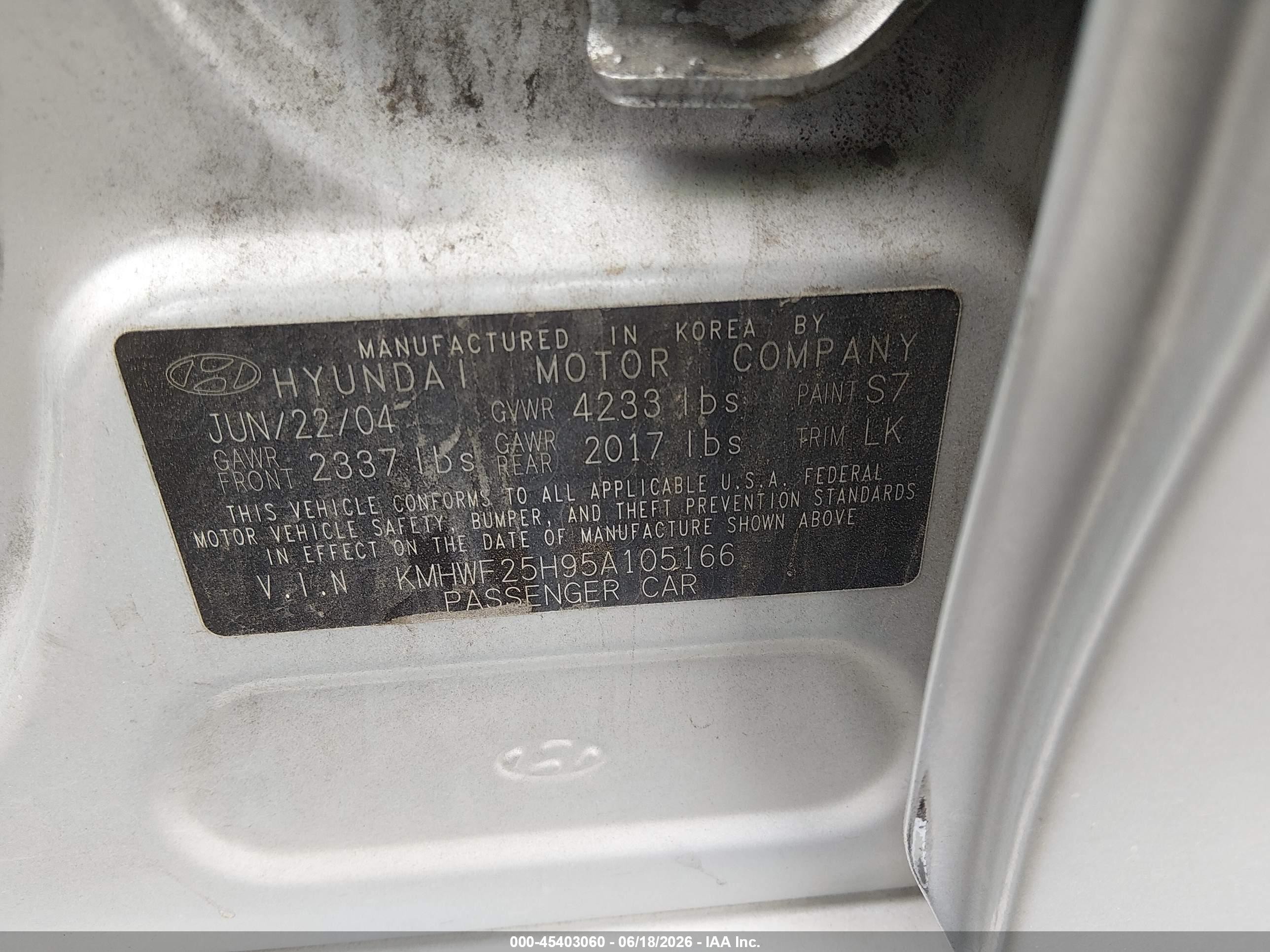 2005 Hyundai Sonata Gl V6 Silver vin: KMHWF25H95A105166