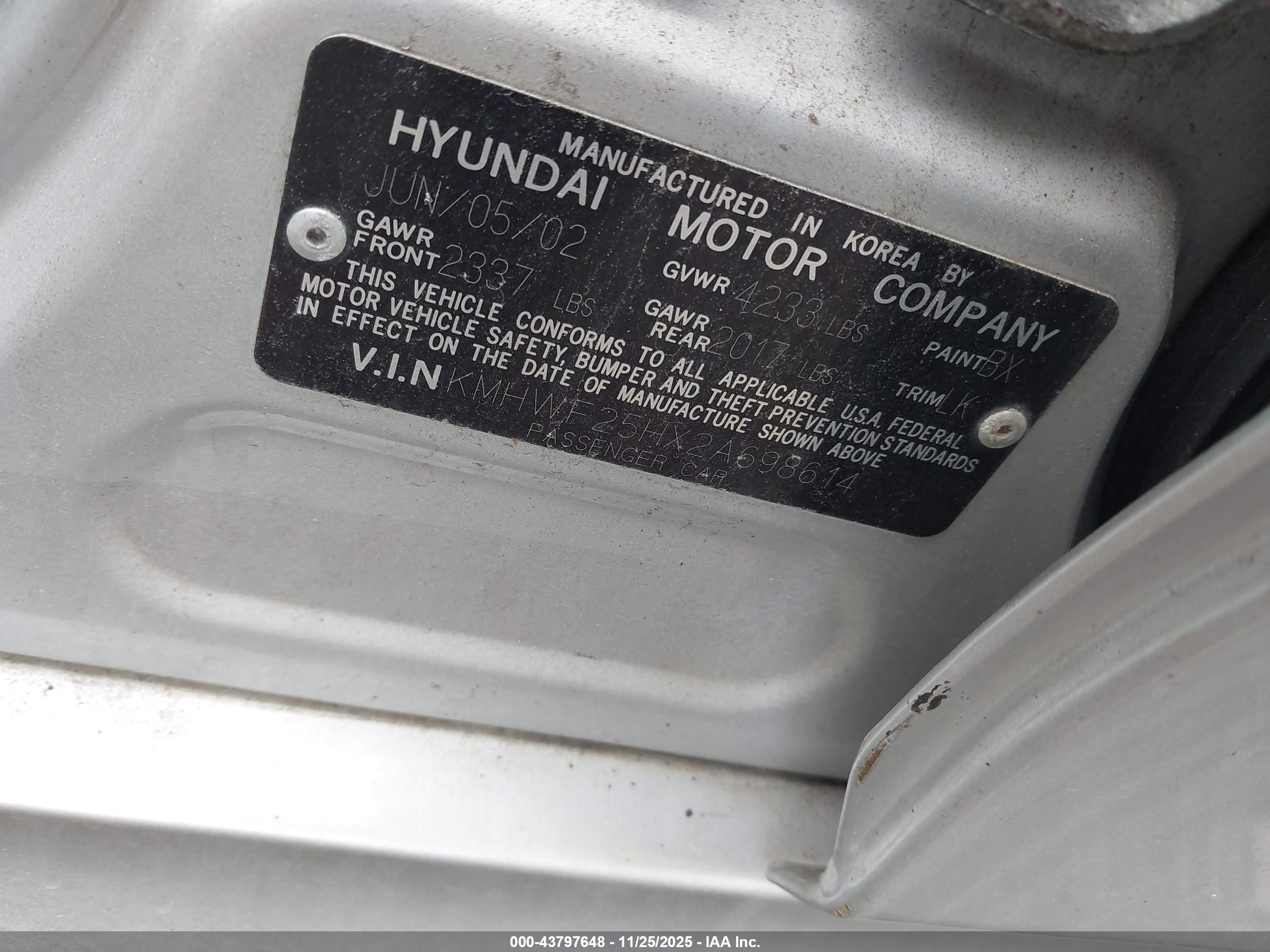 2002 Hyundai Sonata Gls Gray vin: KMHWF25HX2A698614