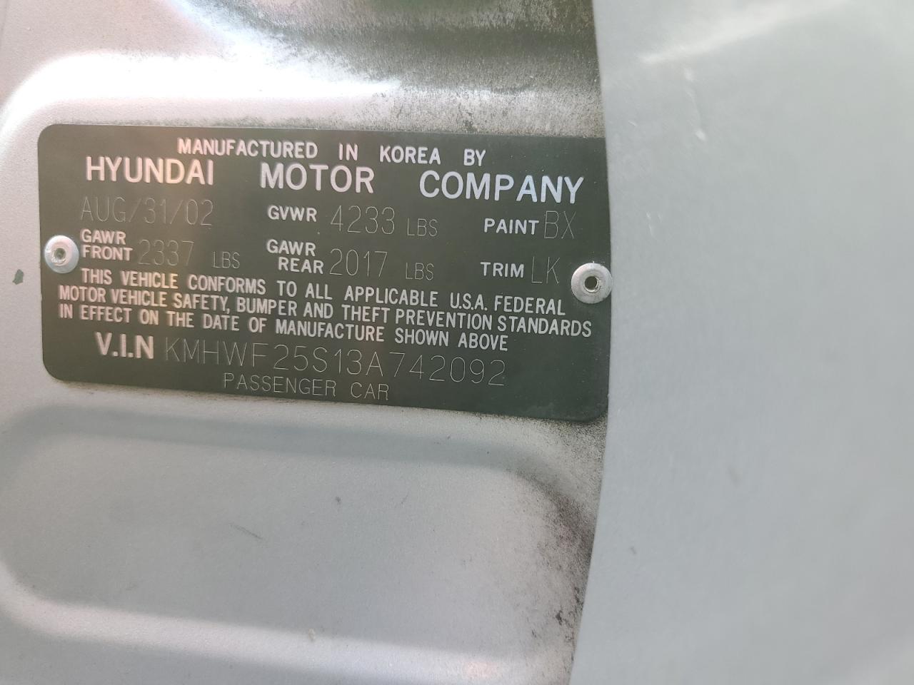 2003 Hyundai Sonata Gl Silver vin: KMHWF25S13A742092
