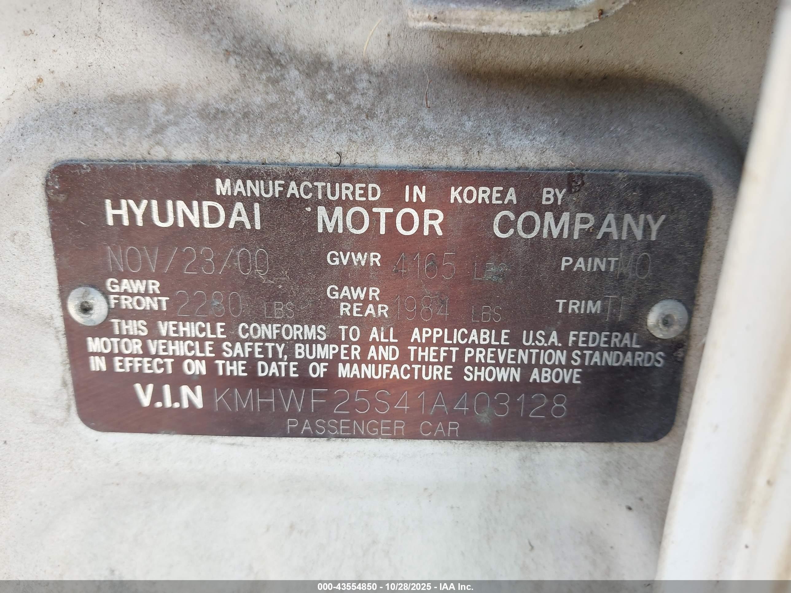 2001 Hyundai Sonata   Белый vin: KMHWF25S41A403128