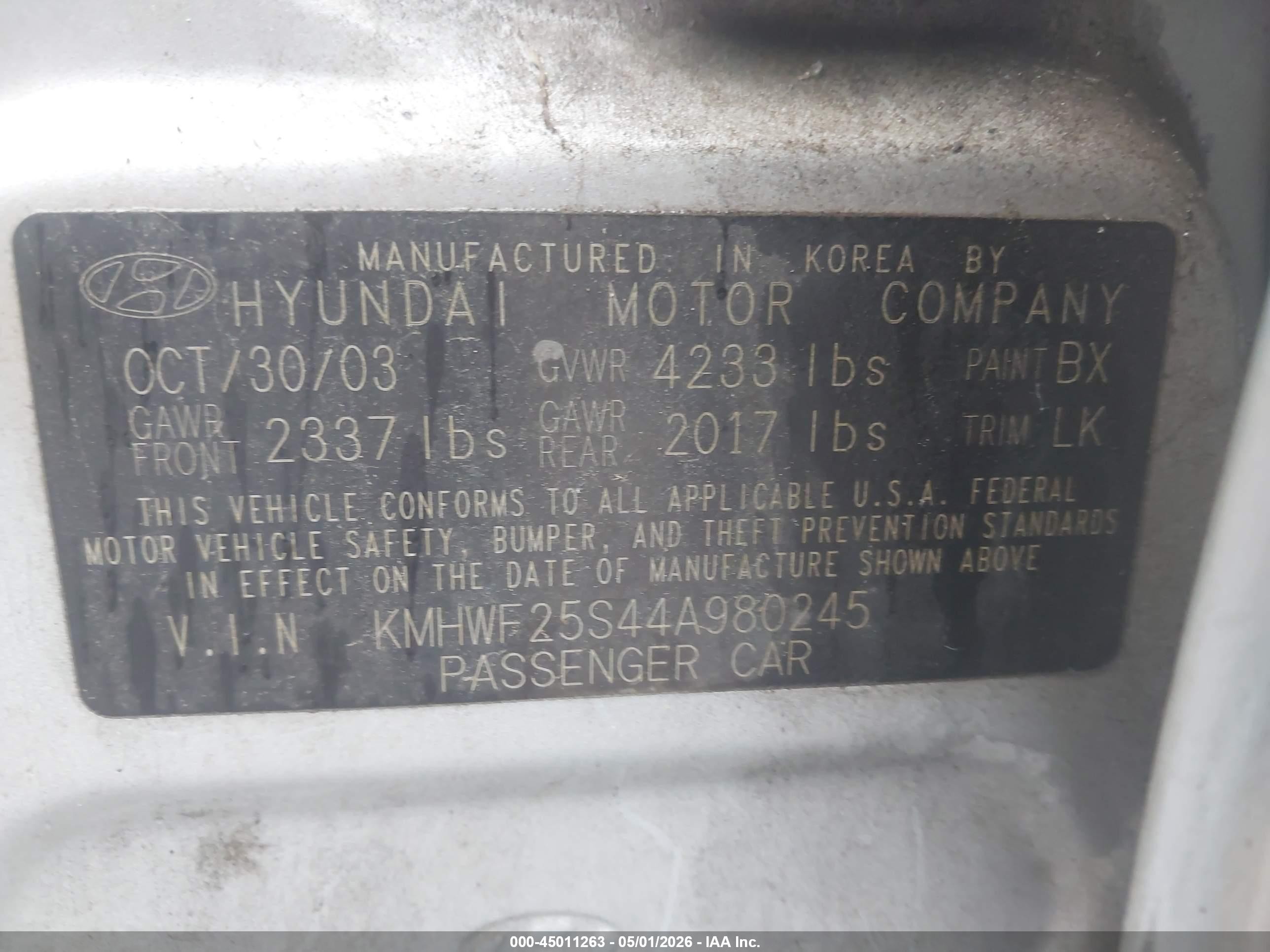 2004 Hyundai Sonata   Silver vin: KMHWF25S44A980245