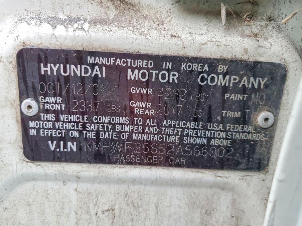 2002 Hyundai Sonata White vin: KMHWF25S52A566002
