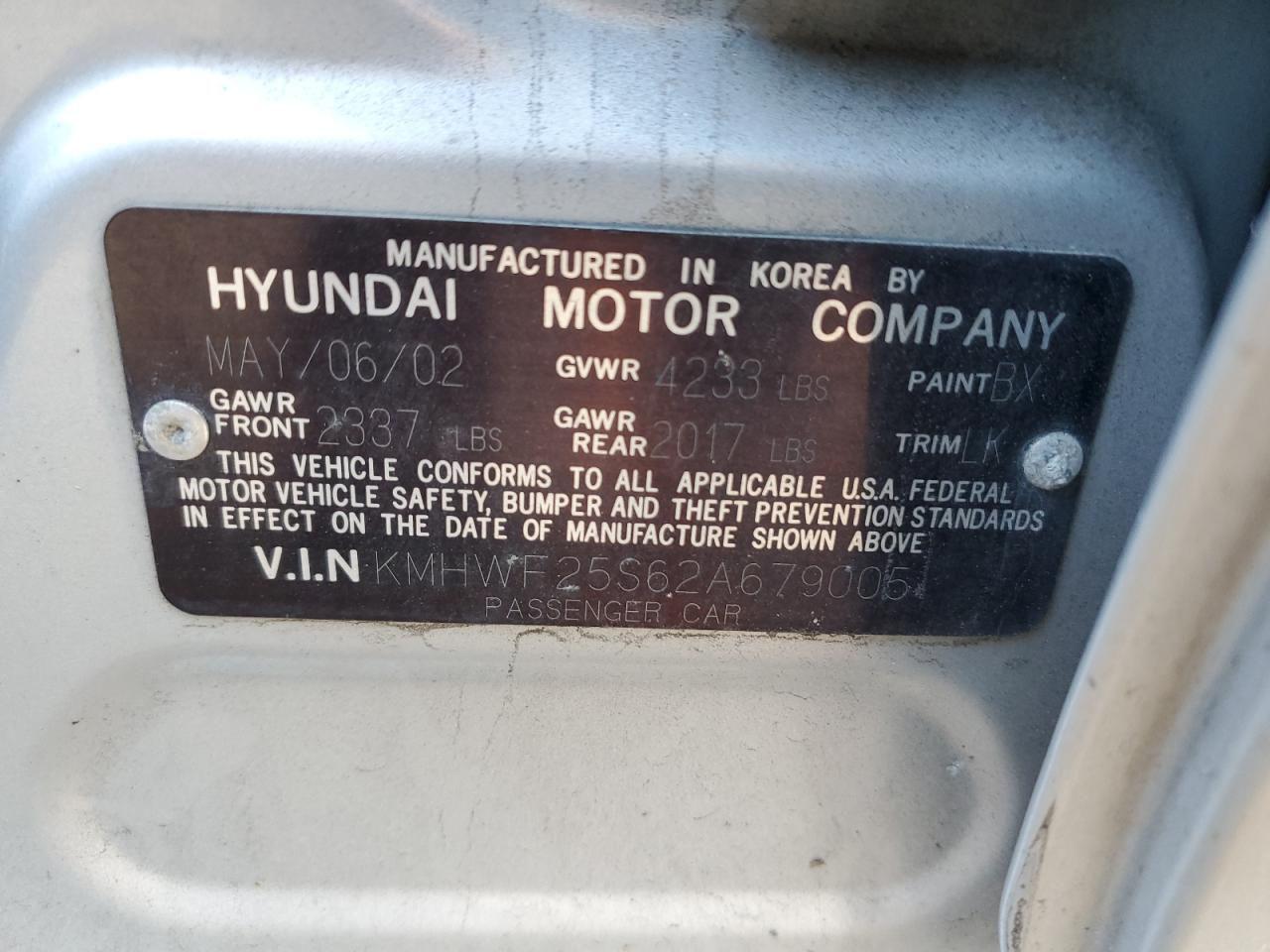 2002 Hyundai Sonata Gl Silver vin: KMHWF25S62A679005