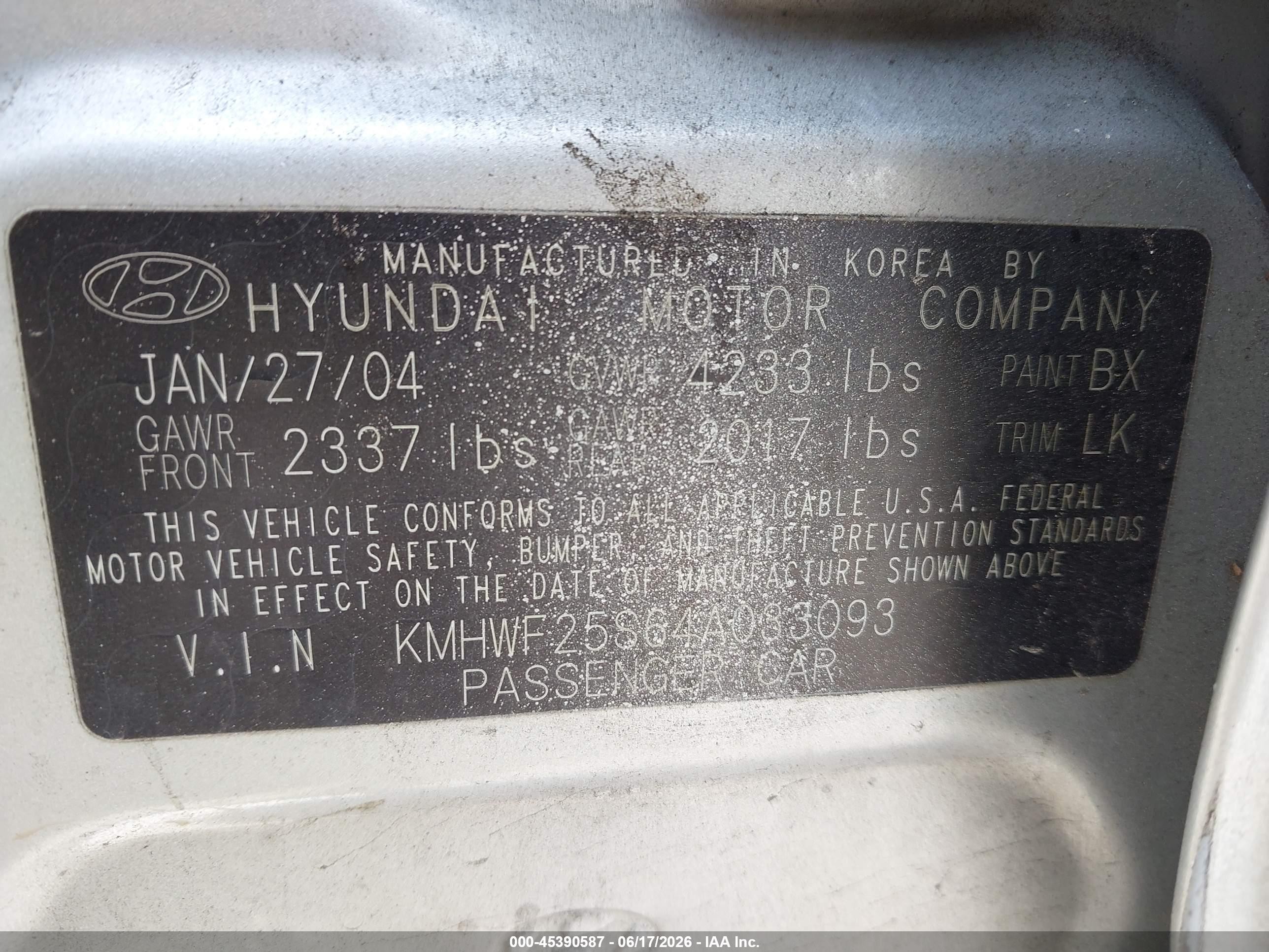 2004 Hyundai Sonata   Silver vin: KMHWF25S64A033093