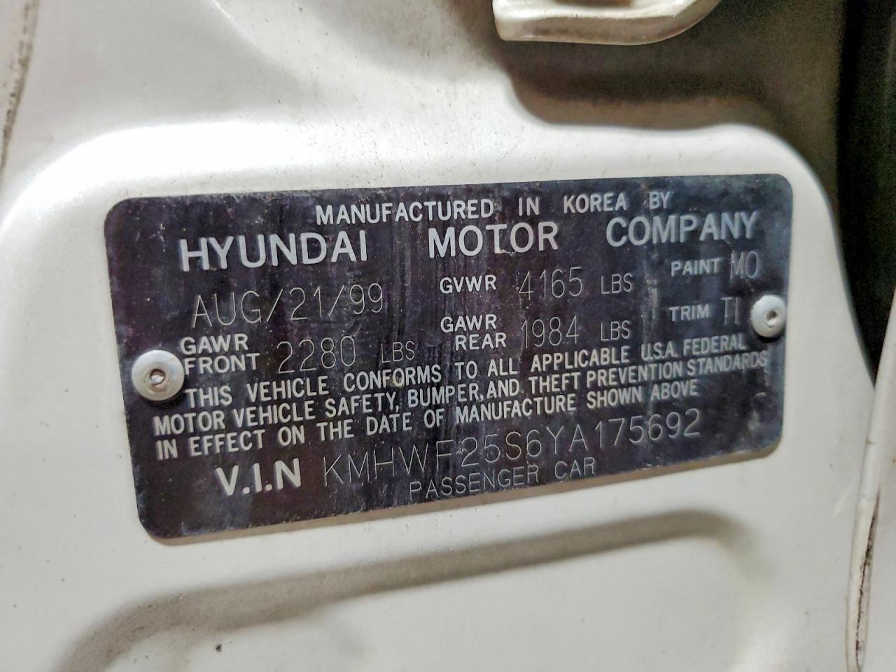 2000 Hyundai Sonata Gl White vin: KMHWF25S6YA175692