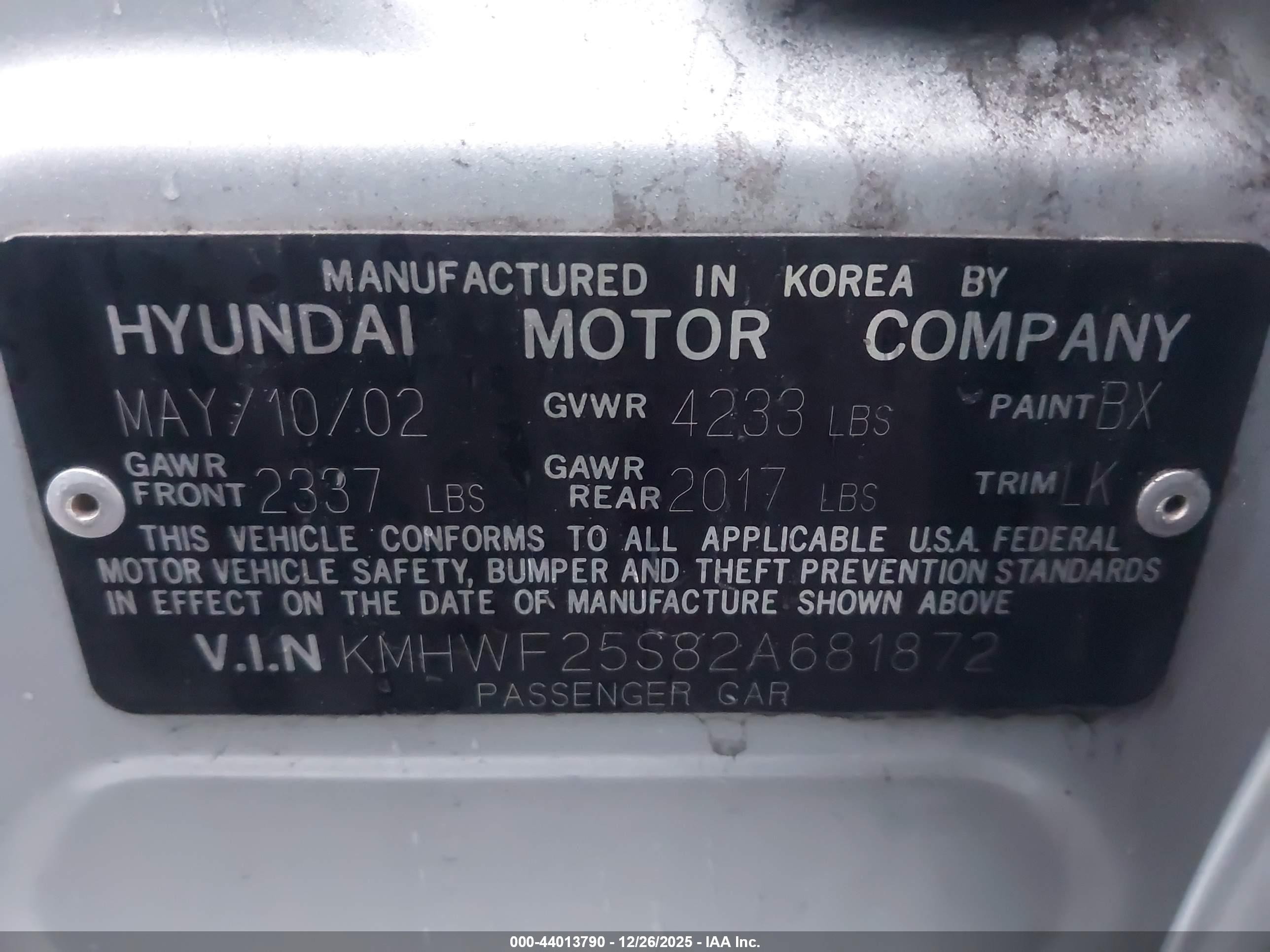 2002 Hyundai Sonata   Silver vin: KMHWF25S82A681872