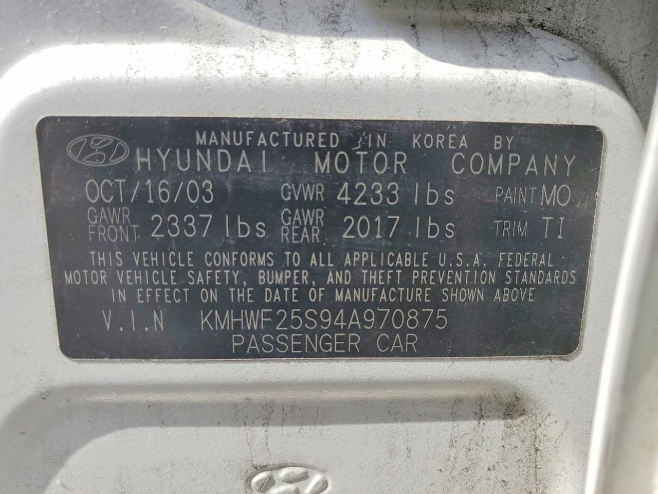 2004 Hyundai Sonata Gl White vin: KMHWF25S94A970875