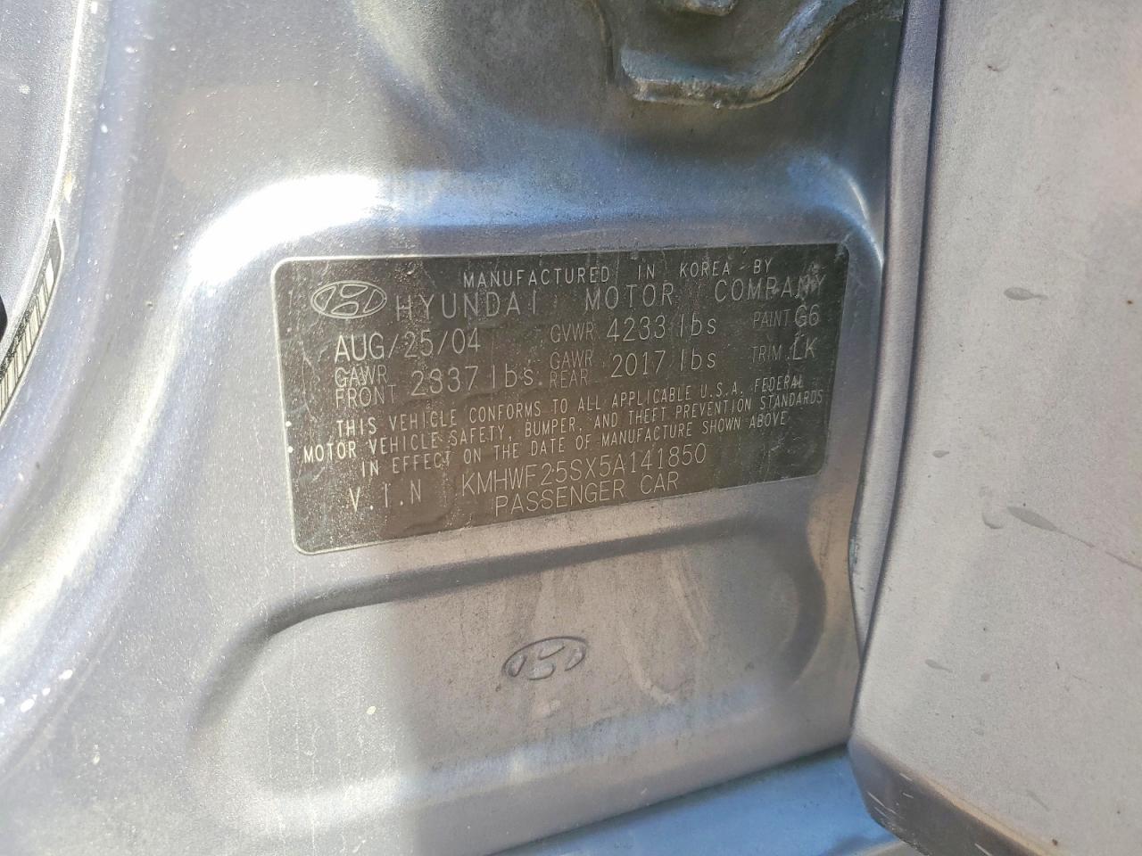 2005 Hyundai Sonata Gl Silver vin: KMHWF25SX5A141850