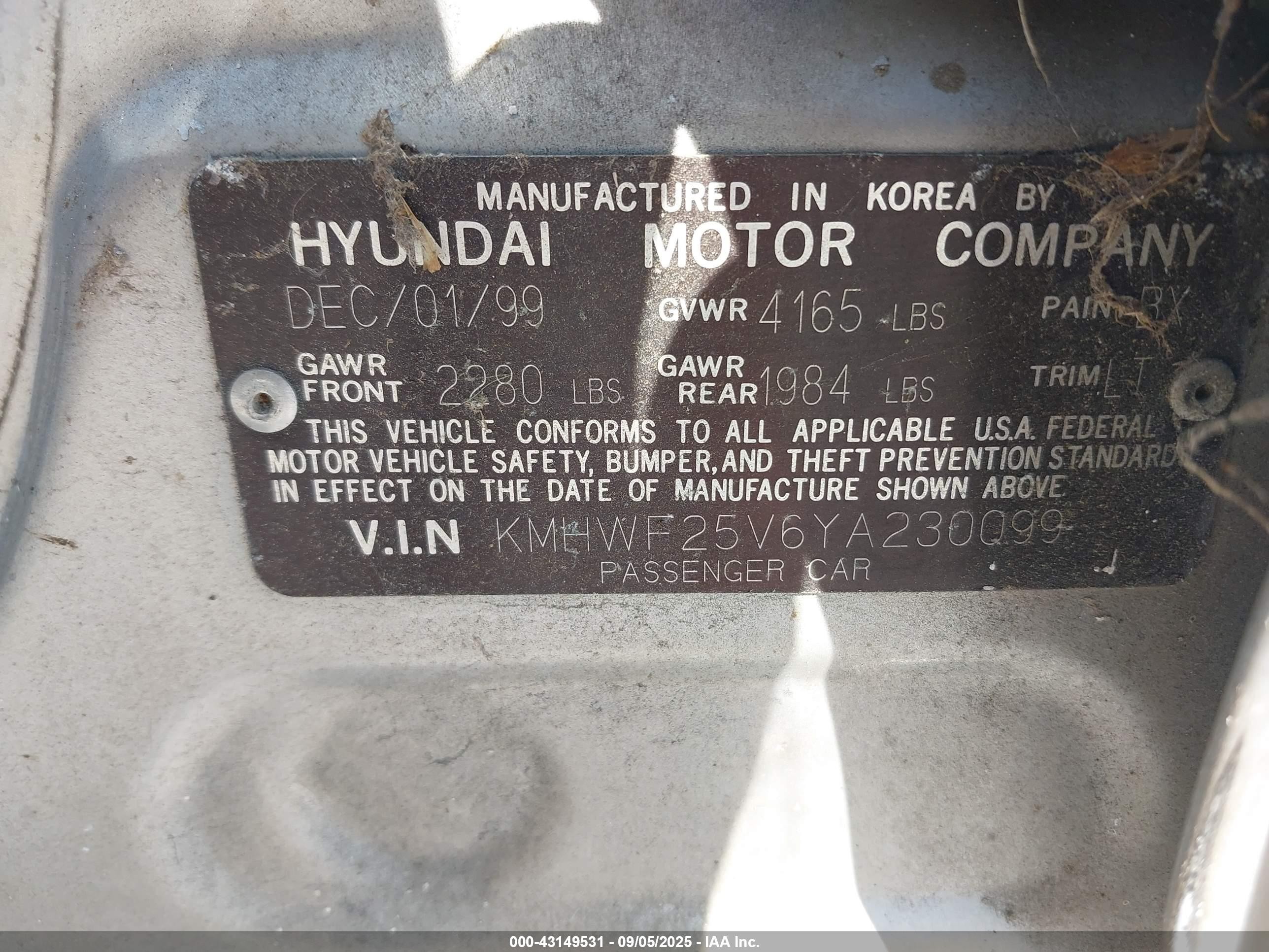 2000 Hyundai Sonata Gls V6 Silver vin: KMHWF25V6YA230099