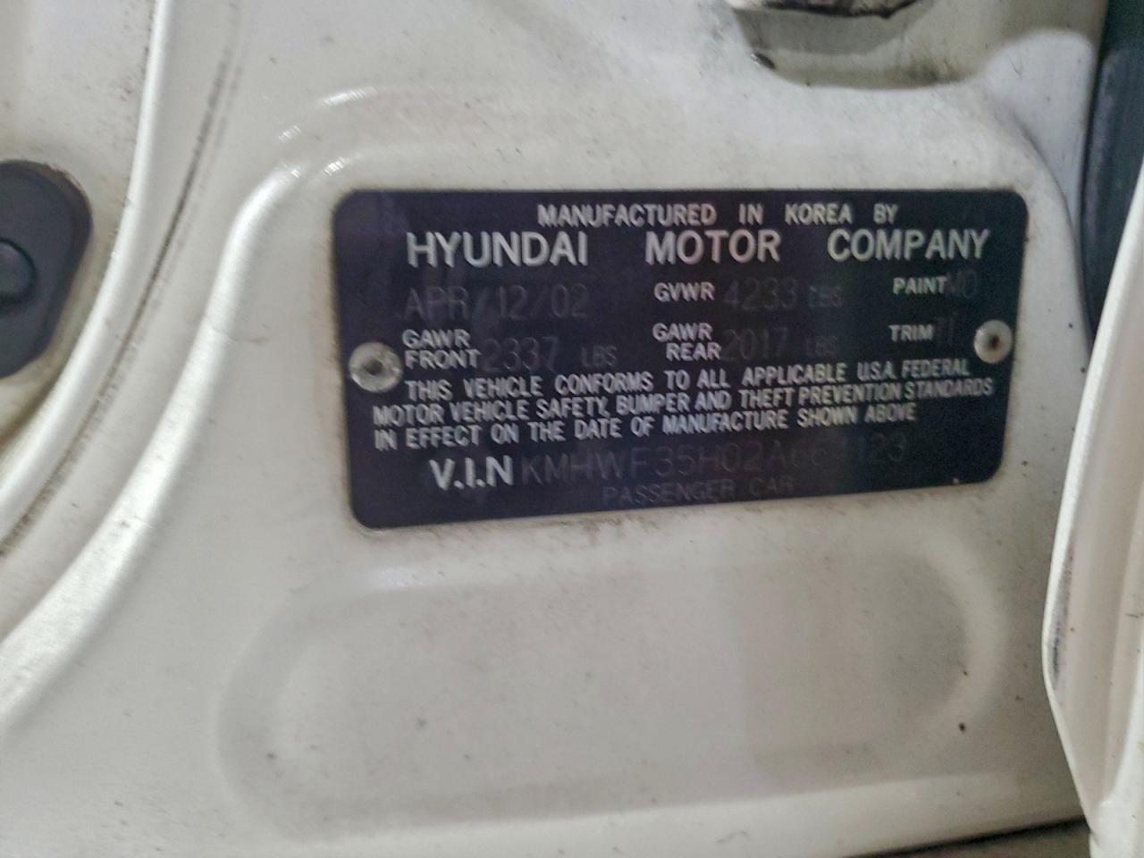 2002 Hyundai Sonata Gls White vin: KMHWF35H02A664123