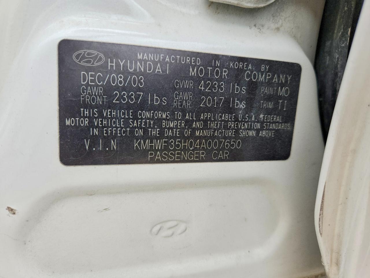2004 Hyundai Sonata Gls White vin: KMHWF35H04A007650