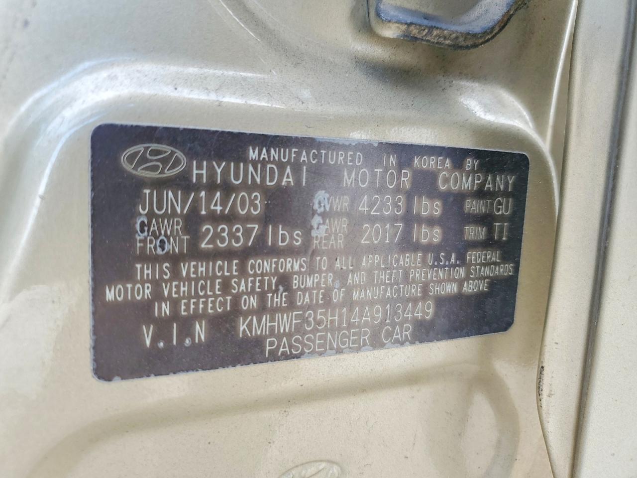 2004 Hyundai Sonata Gls Beige vin: KMHWF35H14A913449