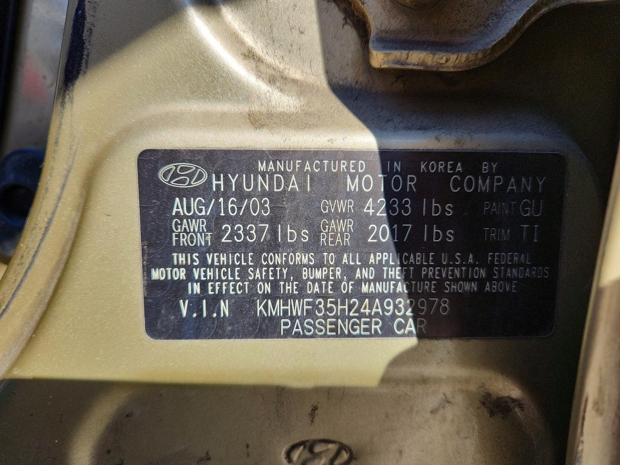 2004 Hyundai Sonata Gls Золотой vin: KMHWF35H24A932978