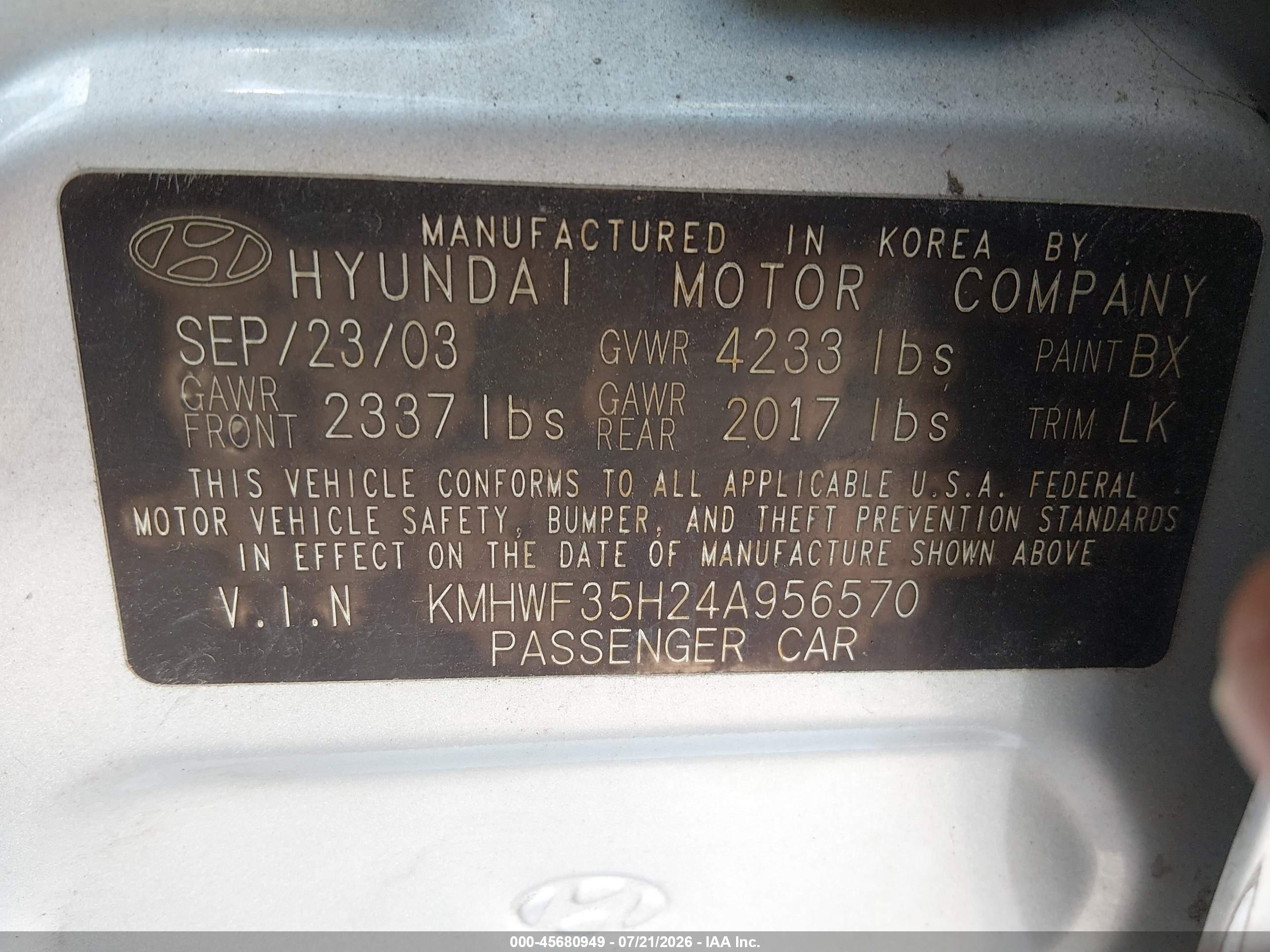 2004 Hyundai Sonata Gls/lx Silver vin: KMHWF35H24A956570