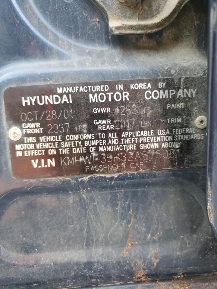 2002 Hyundai Sonata Gls Blue vin: KMHWF35H32A575081