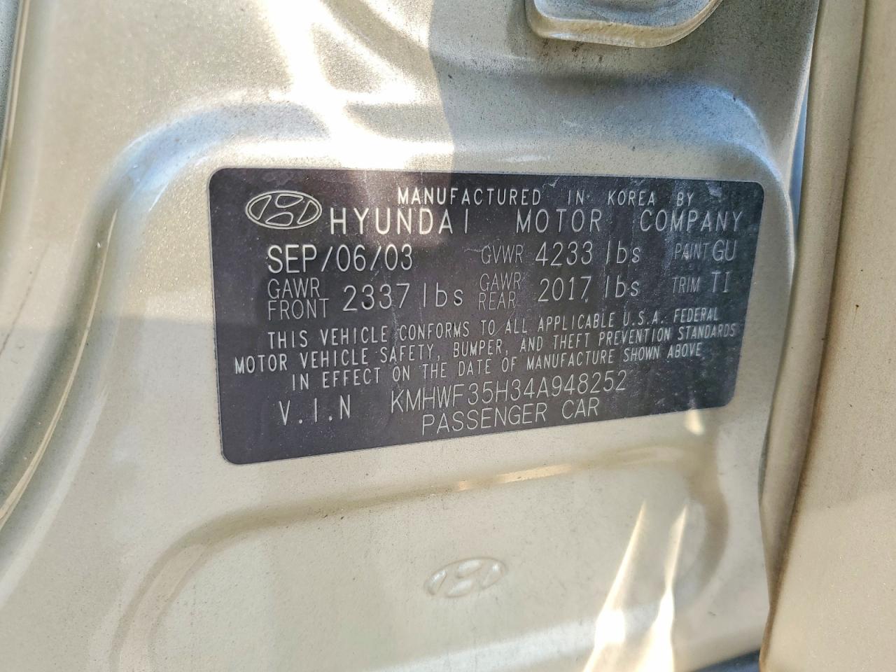 2004 Hyundai Sonata Gls Золотой vin: KMHWF35H34A948252