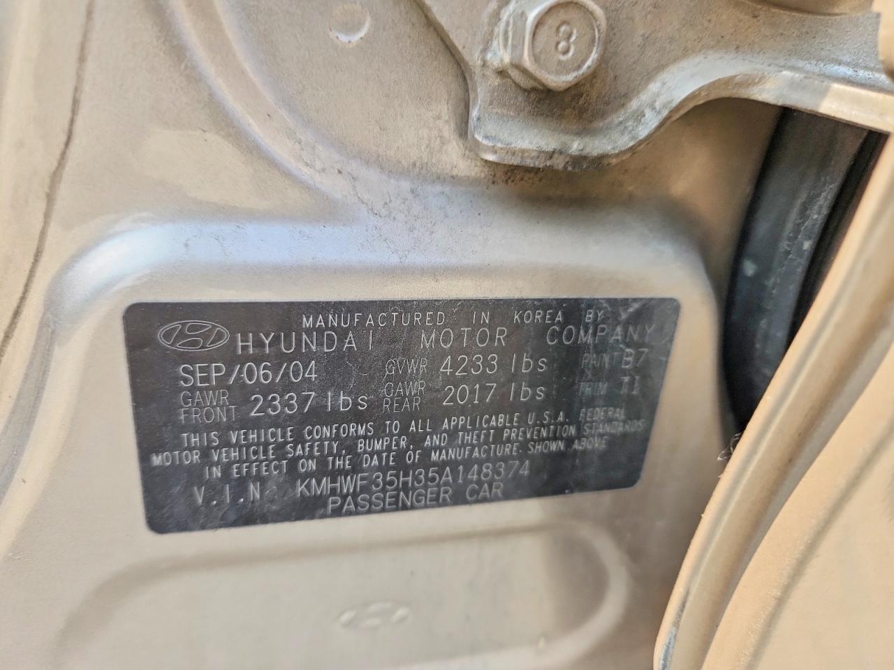 2005 Hyundai Sonata Gls Tan vin: KMHWF35H35A148374
