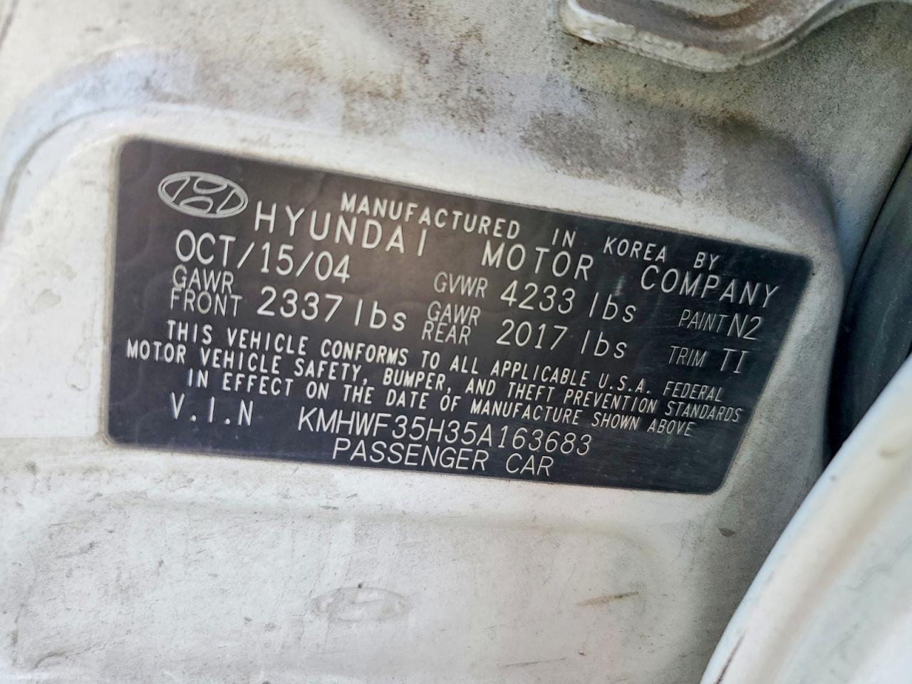 2005 Hyundai Sonata Gls White vin: KMHWF35H35A163683