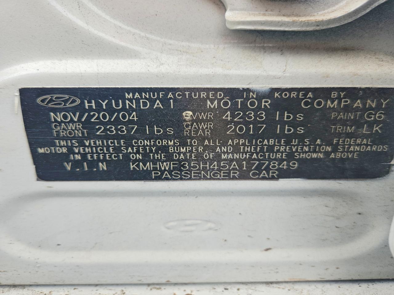 2005 Hyundai Sonata Gls White vin: KMHWF35H45A177849