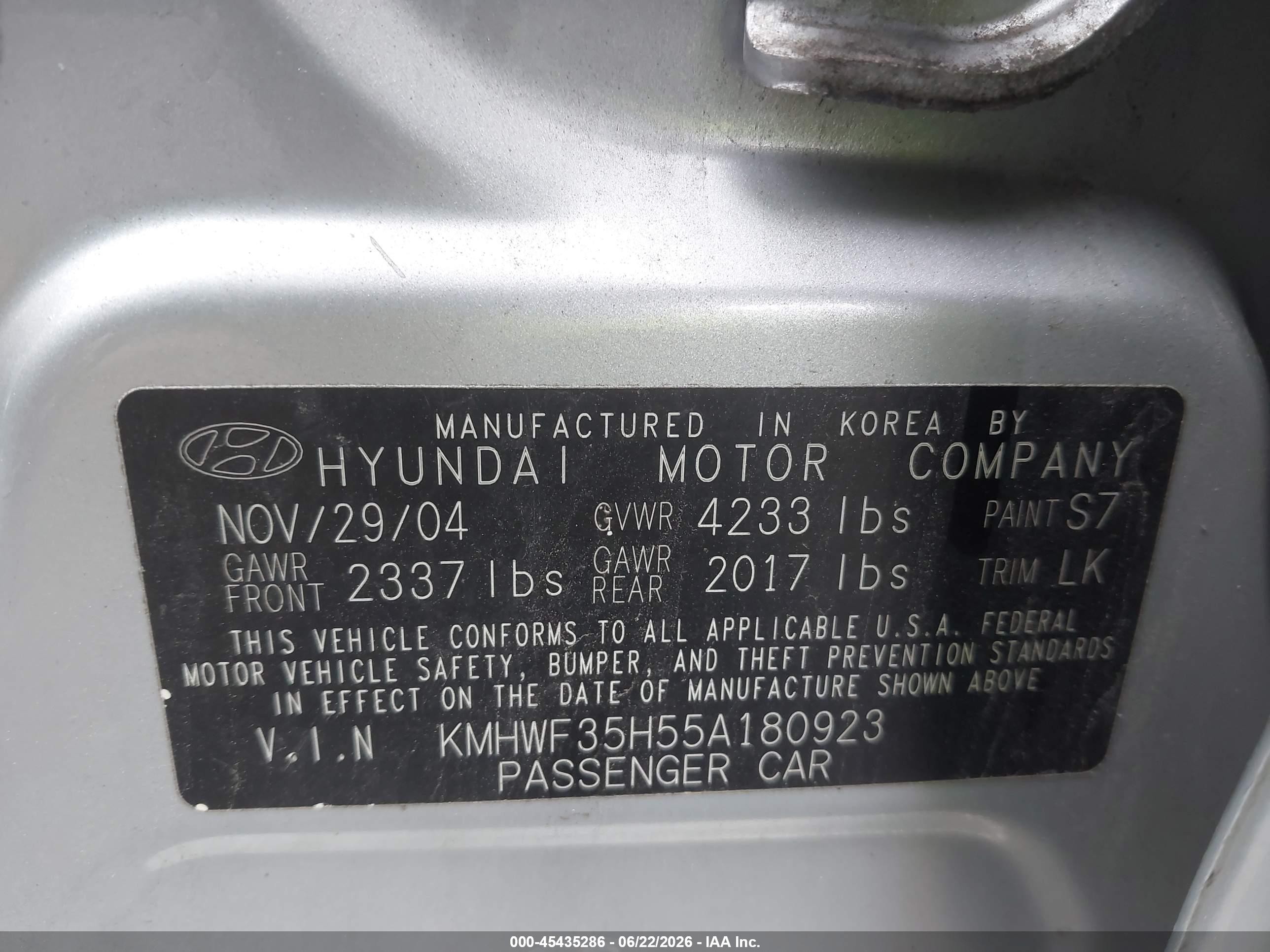 2005 Hyundai Sonata Gls/lx Silver vin: KMHWF35H55A180923