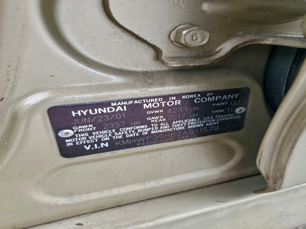 2002 Hyundai Sonata Gls Gold vin: KMHWF35H62A511570