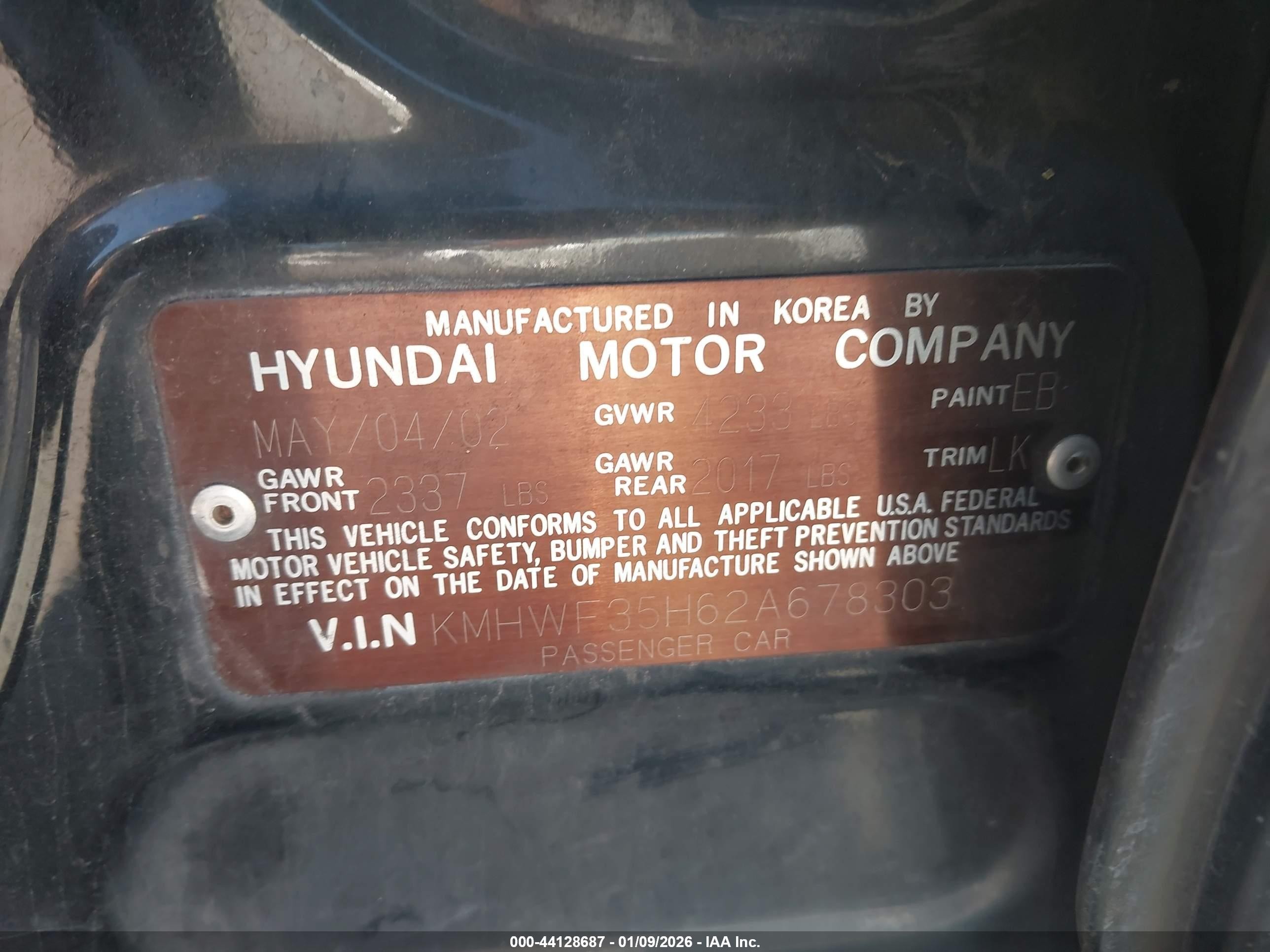 2002 Hyundai Sonata Gls/lx Черный vin: KMHWF35H62A678303