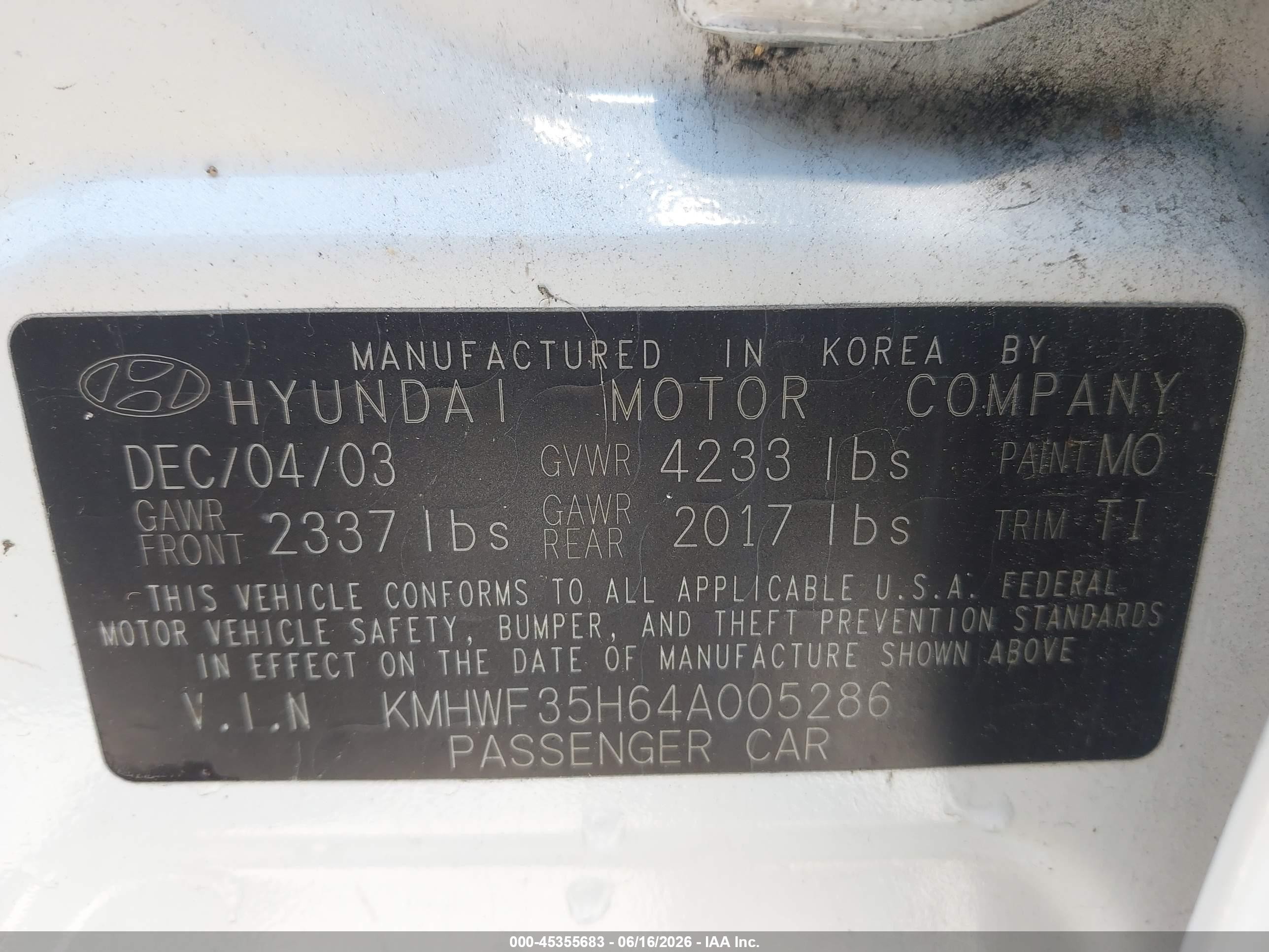 2004 Hyundai Sonata Gls/lx White vin: KMHWF35H64A005286