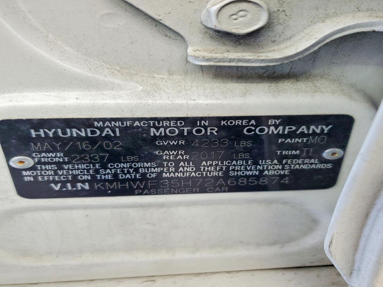 2002 Hyundai Sonata Gls White vin: KMHWF35H72A685874
