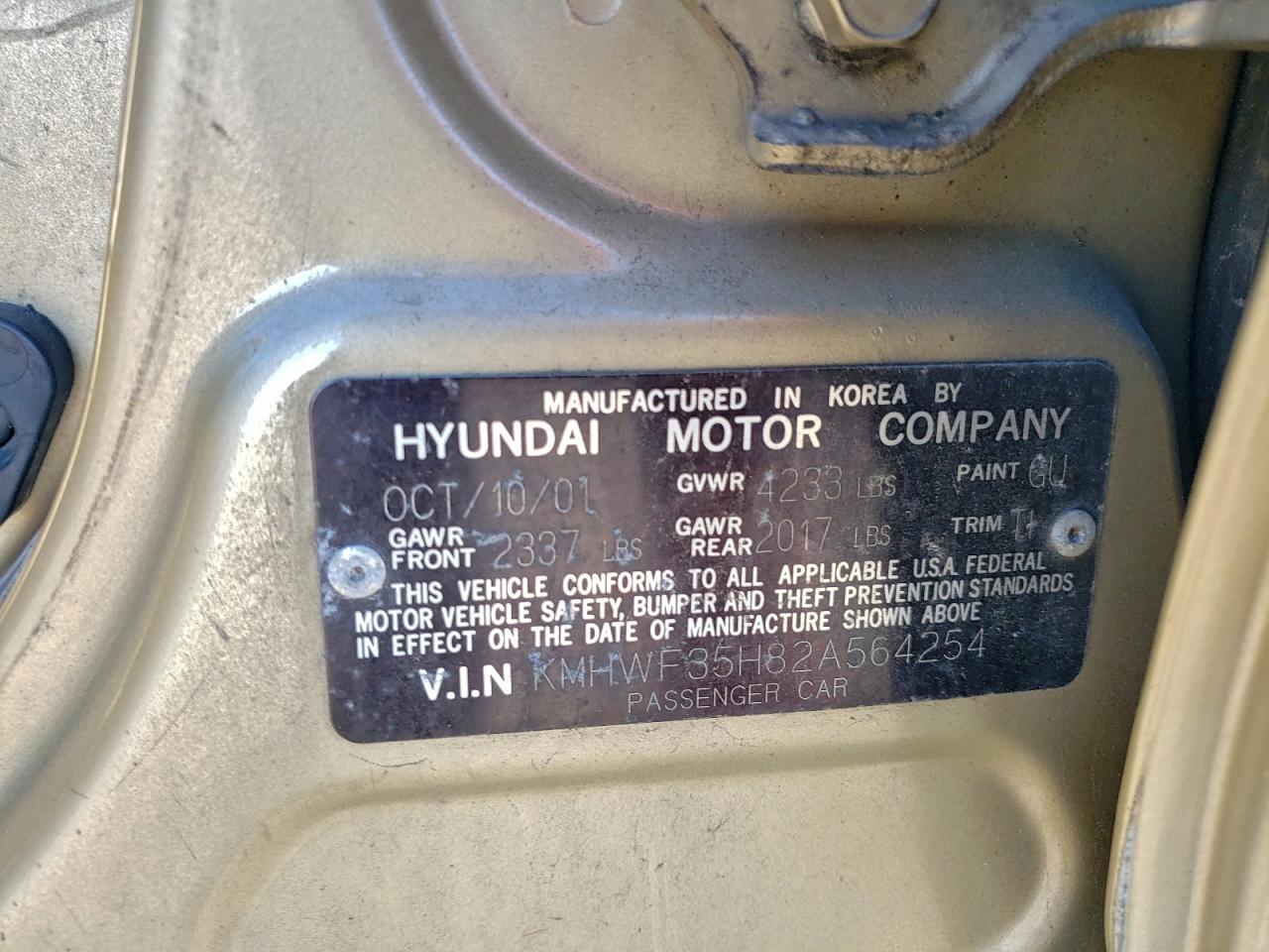 2002 Hyundai Sonata Gls Gold vin: KMHWF35H82A564254