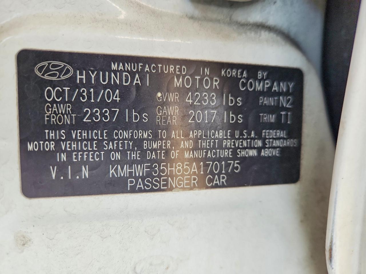 2005 Hyundai Sonata Gls White vin: KMHWF35H85A170175